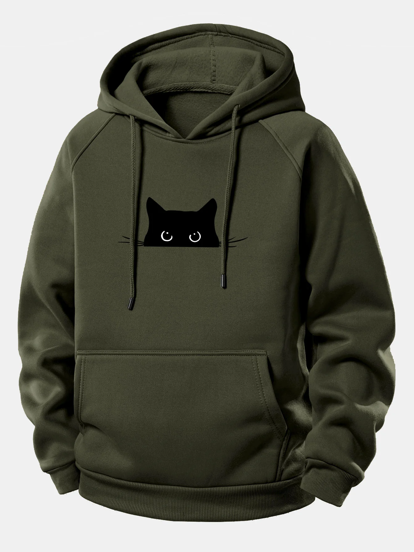 Kapuzenpullover mit Kordelzug und schwarzem Katzenmotiv - Image 9