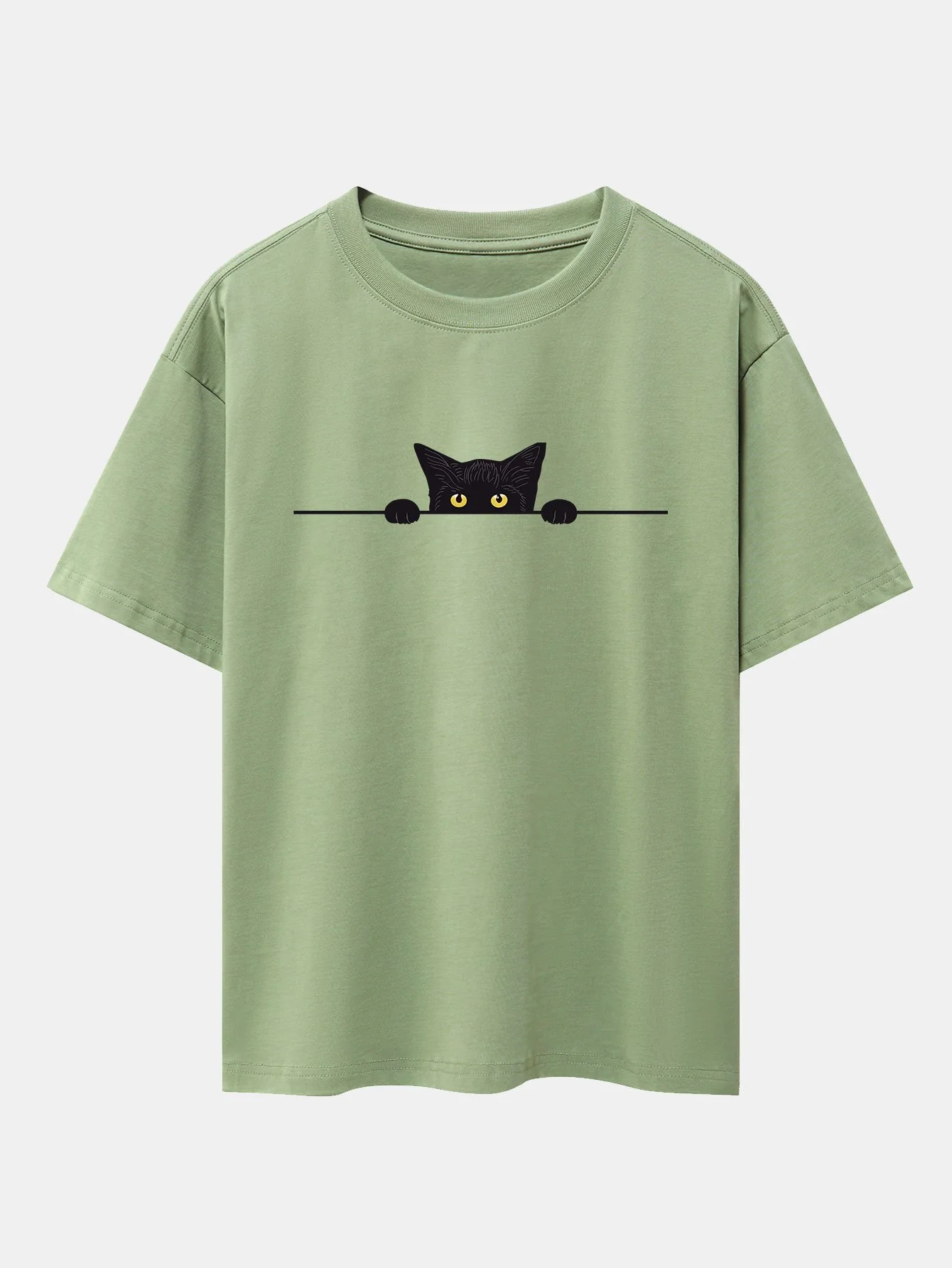 Schwarze Katzen Druck Drop Shoulder Oversize T-Shirt - Image 10