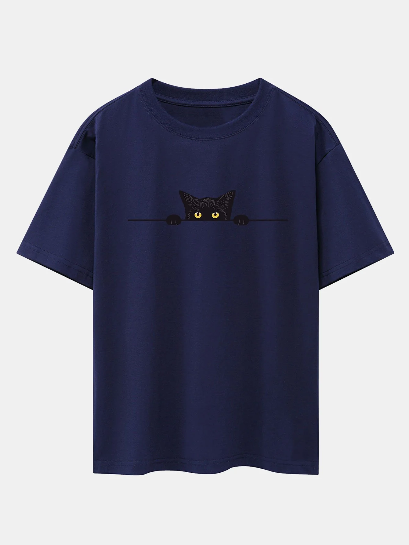 Schwarze Katzen Druck Drop Shoulder Oversize T-Shirt - Image 12