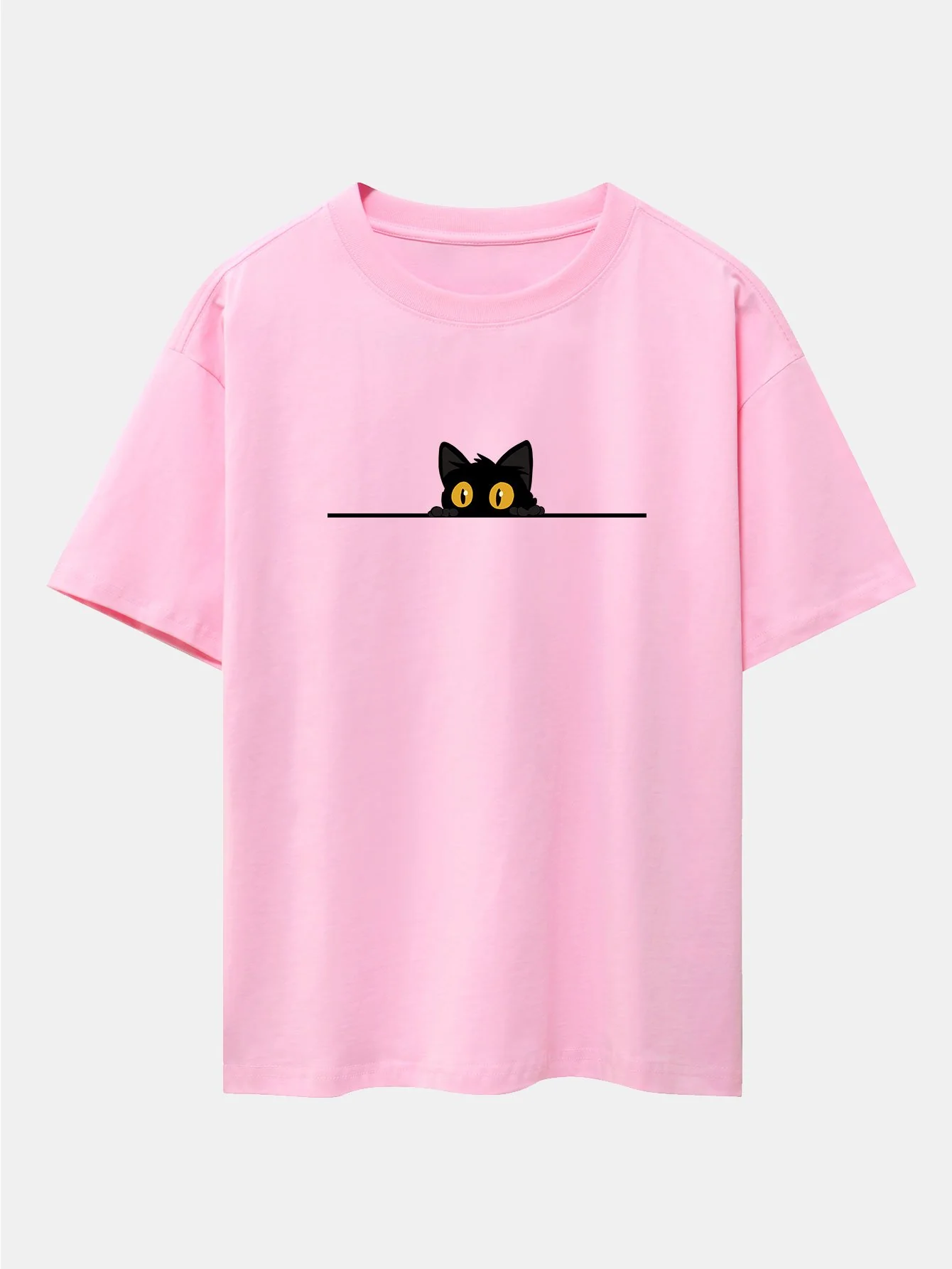 Schwarze Katzen Druck Drop Shoulder Oversize T-Shirt - Image 10