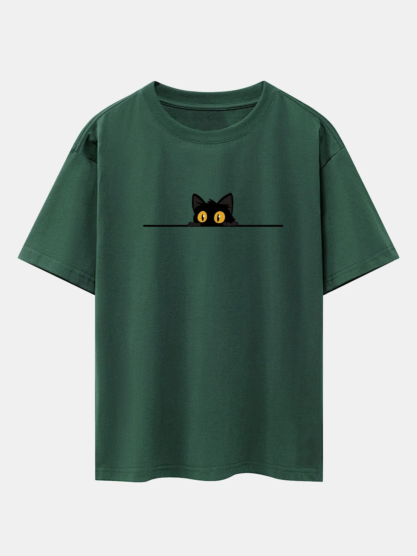 Schwarze Katzen Druck Drop Shoulder Oversize T-Shirt - Image 2