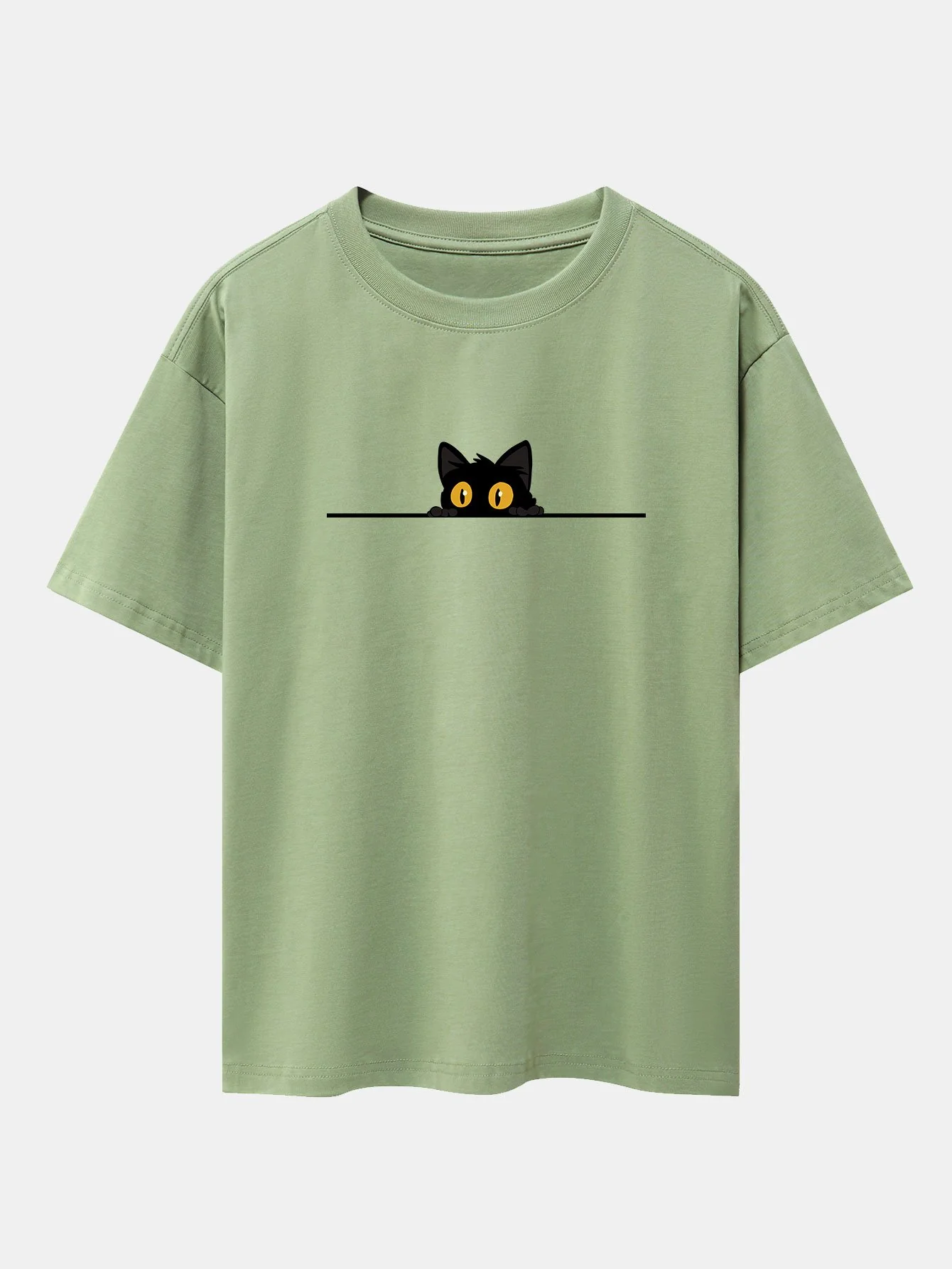 Schwarze Katzen Druck Drop Shoulder Oversize T-Shirt - Image 7