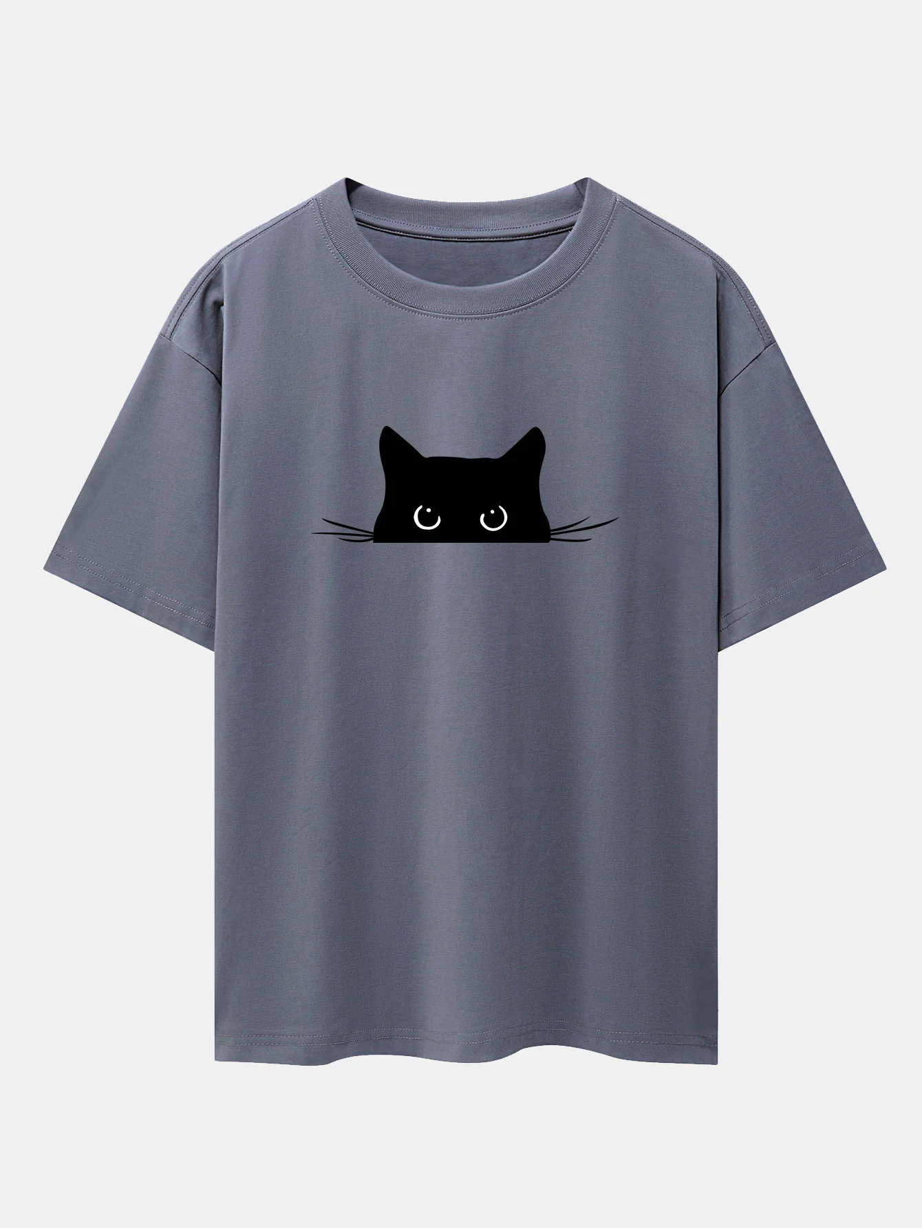 Black Cat Print Drop Shoulder Oversize T-Shirt - Image 11