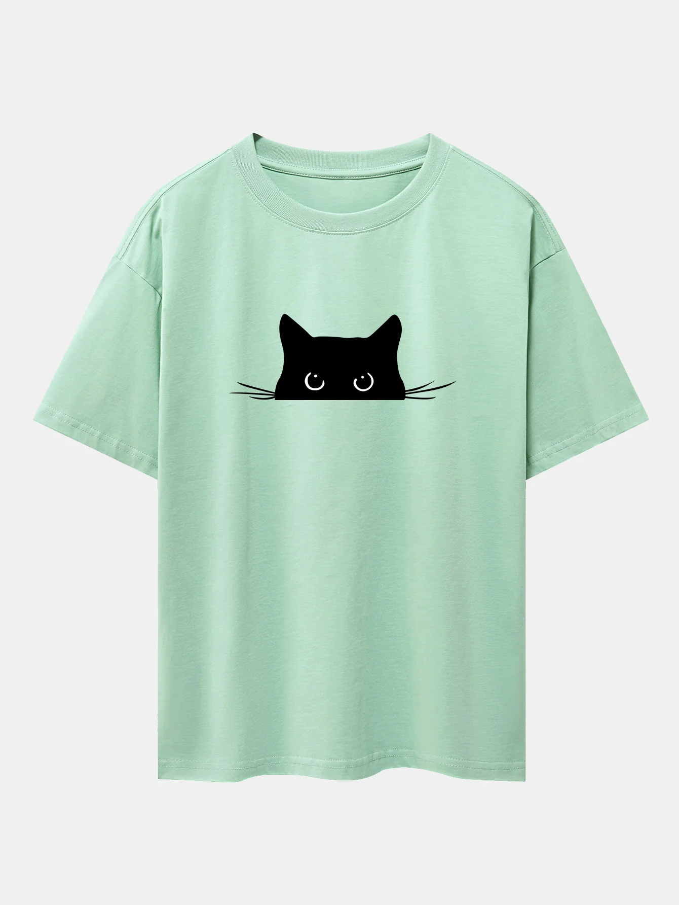 Black Cat Print Drop Shoulder Oversize T-Shirt - Image 12