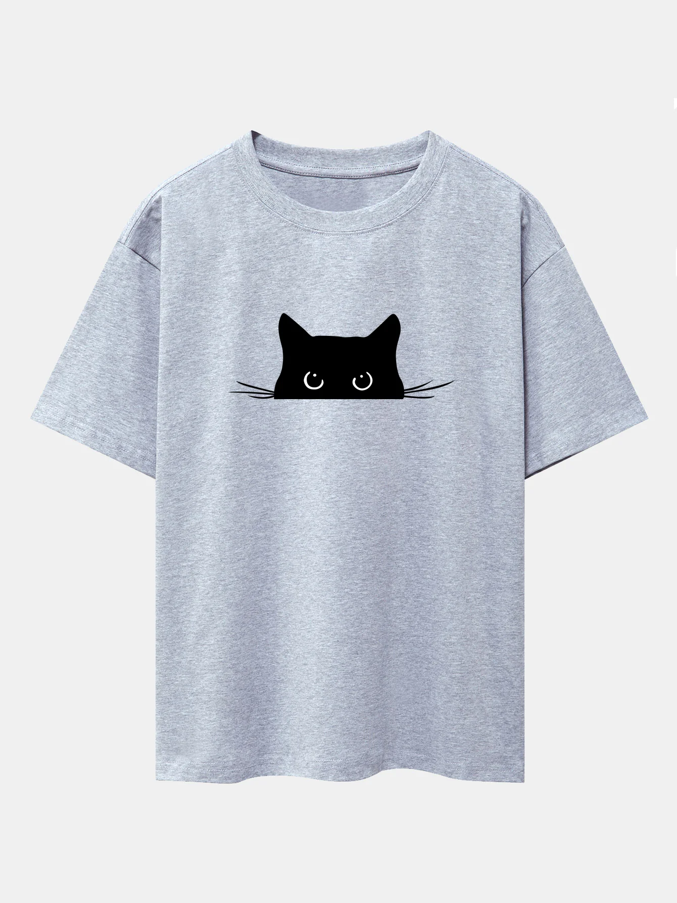Black Cat Print Drop Shoulder Oversize T-Shirt - Image 13