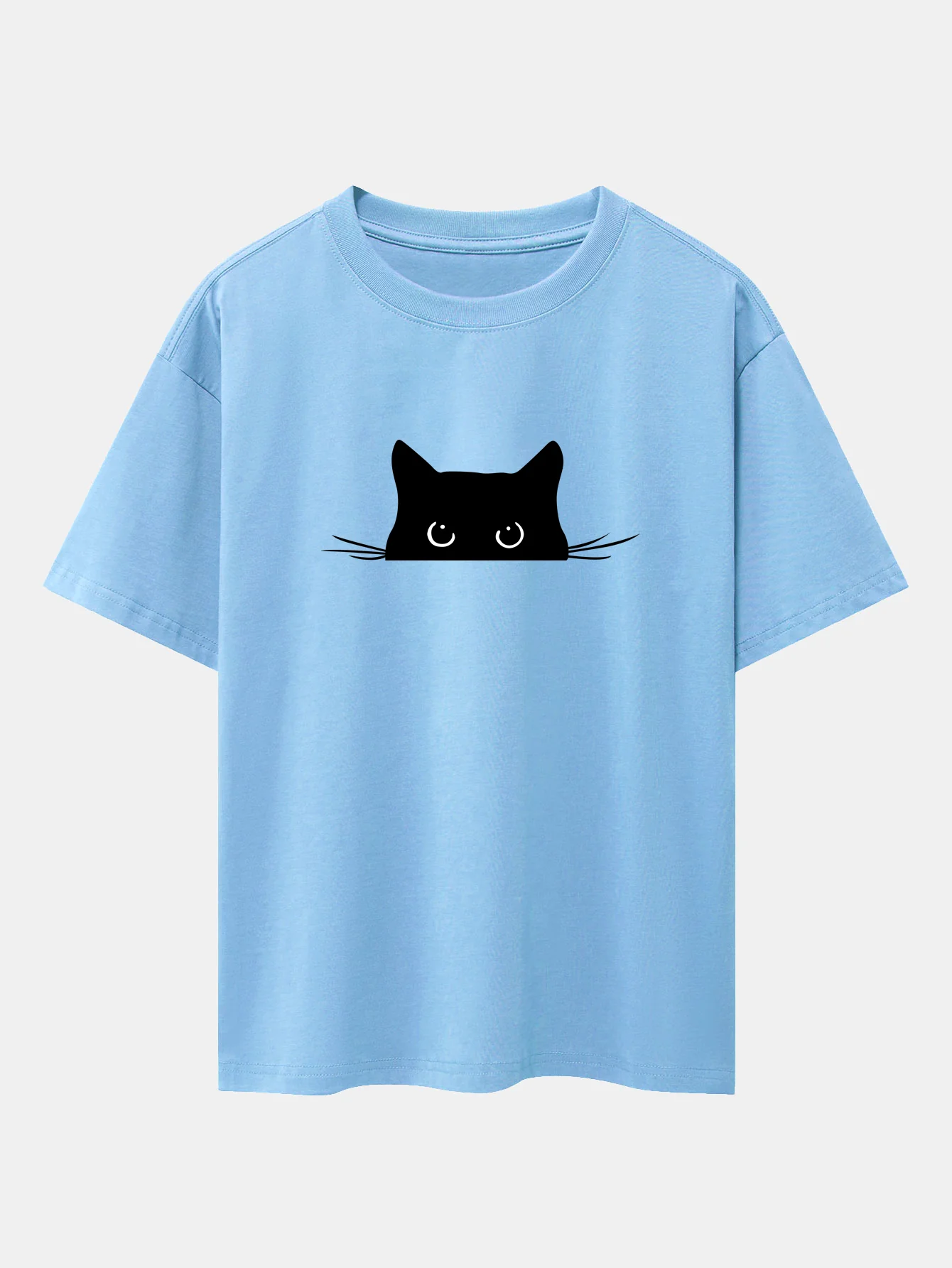 Black Cat Print Drop Shoulder Oversize T-Shirt - Image 14