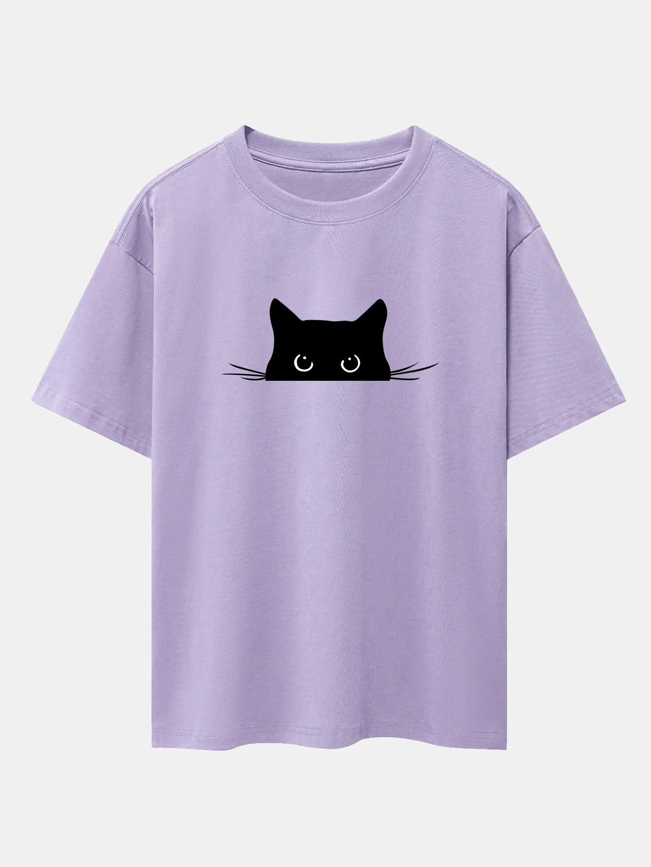 Black Cat Print Drop Shoulder Oversize T-Shirt - Image 15
