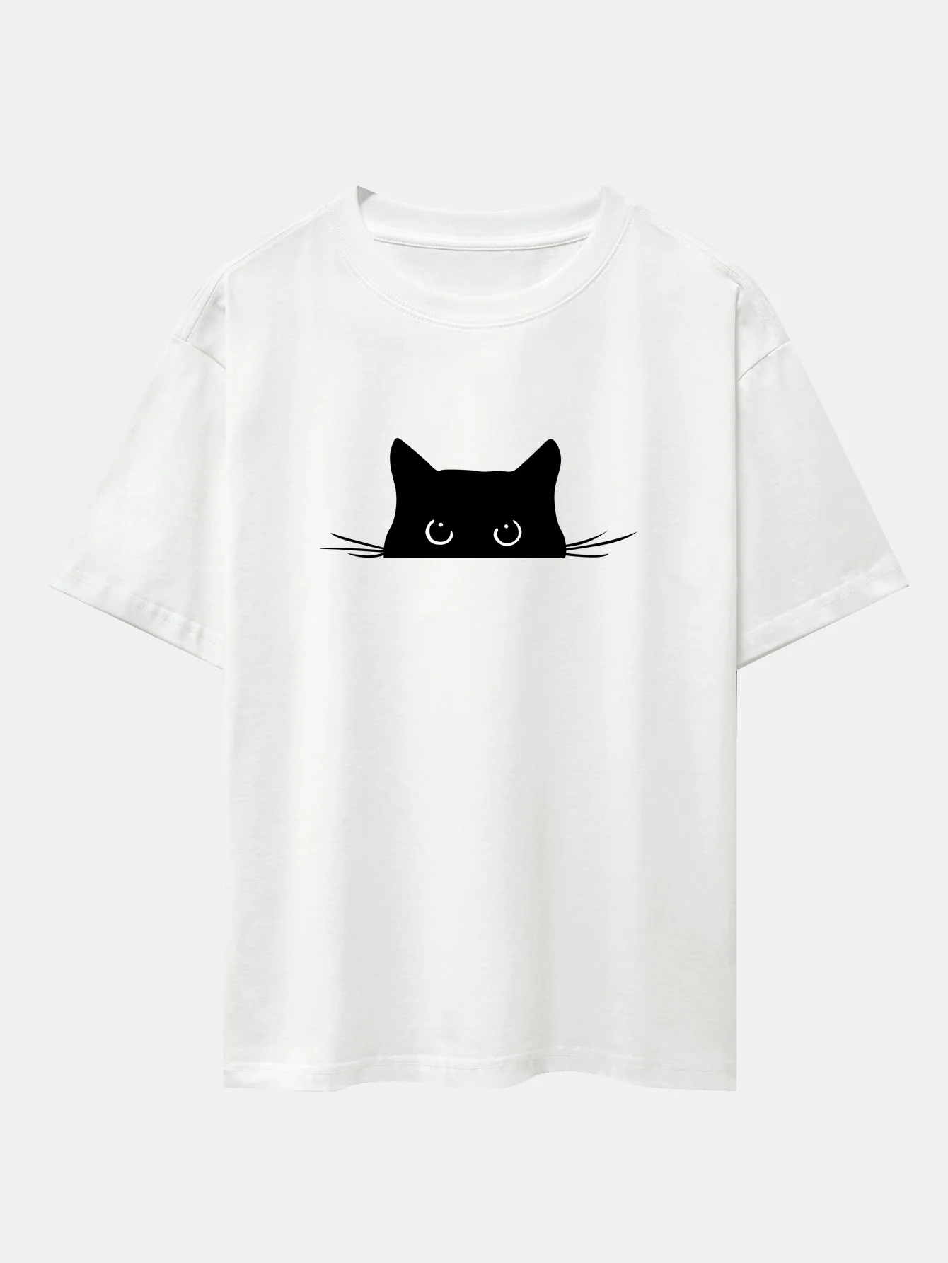 Black Cat Print Drop Shoulder Oversize T-Shirt - Image 4