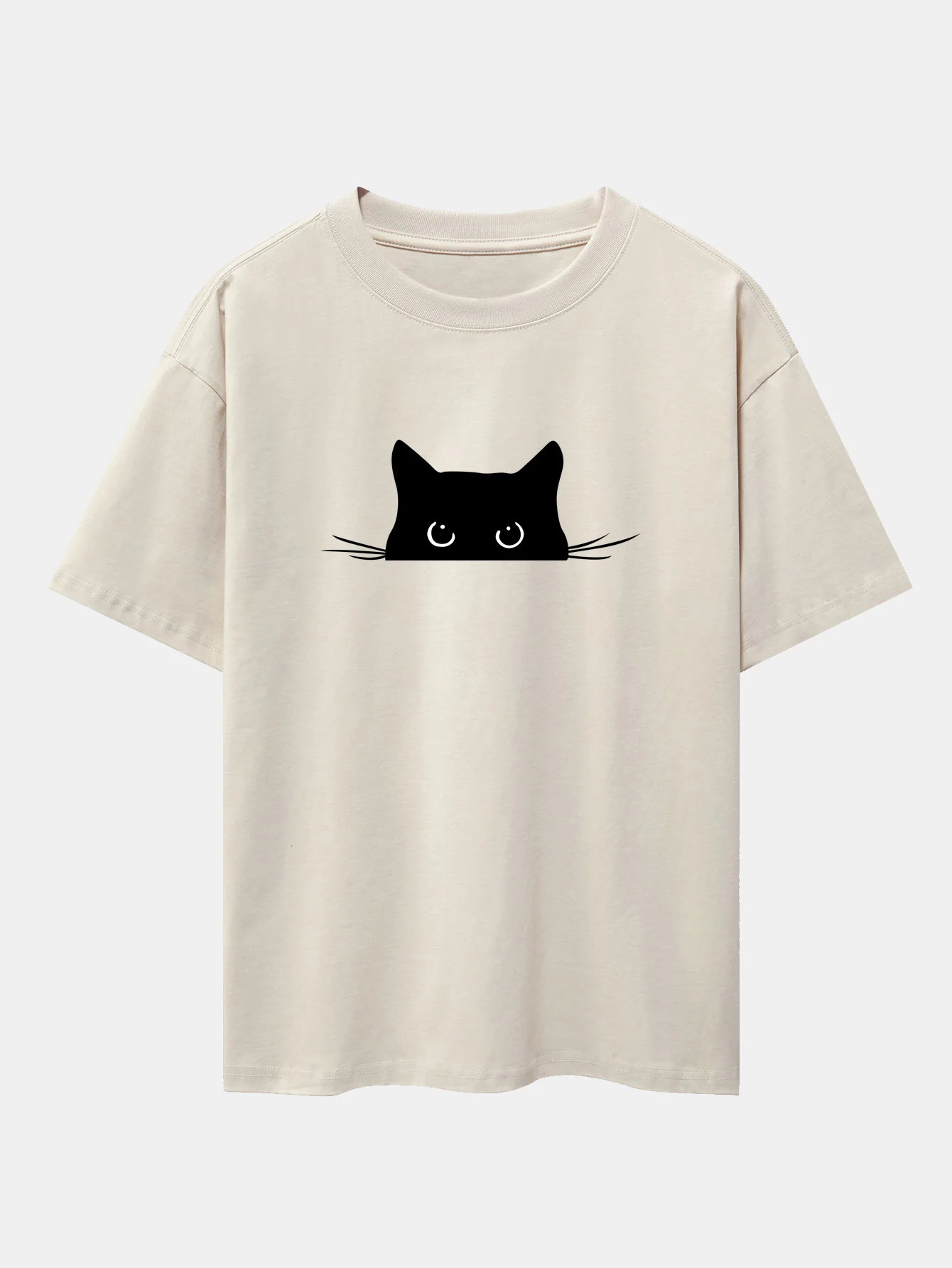 Black Cat Print Drop Shoulder Oversize T-Shirt - Image 5