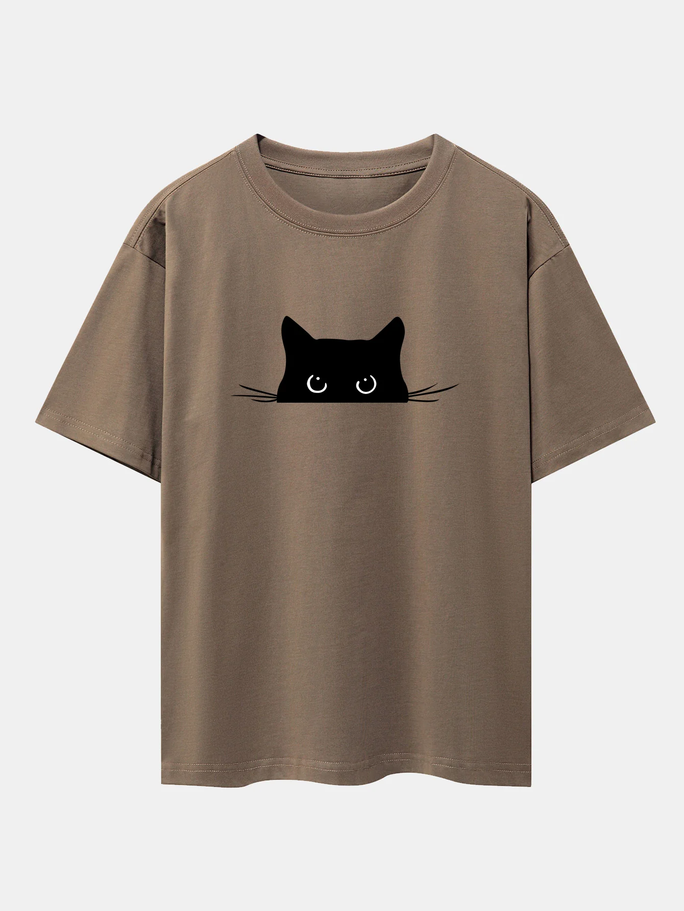 Black Cat Print Drop Shoulder Oversize T-Shirt - Image 7