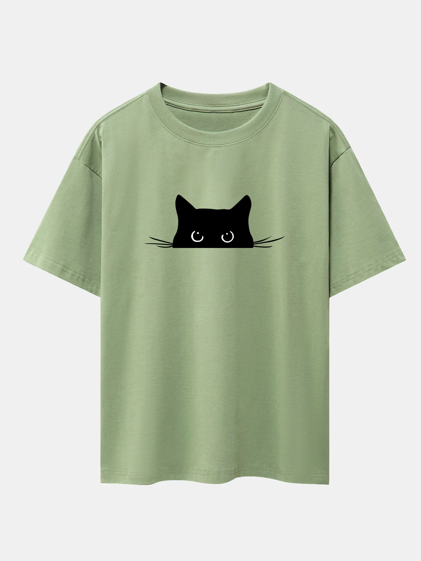 Black Cat Print Drop Shoulder Oversize T-Shirt - Image 9