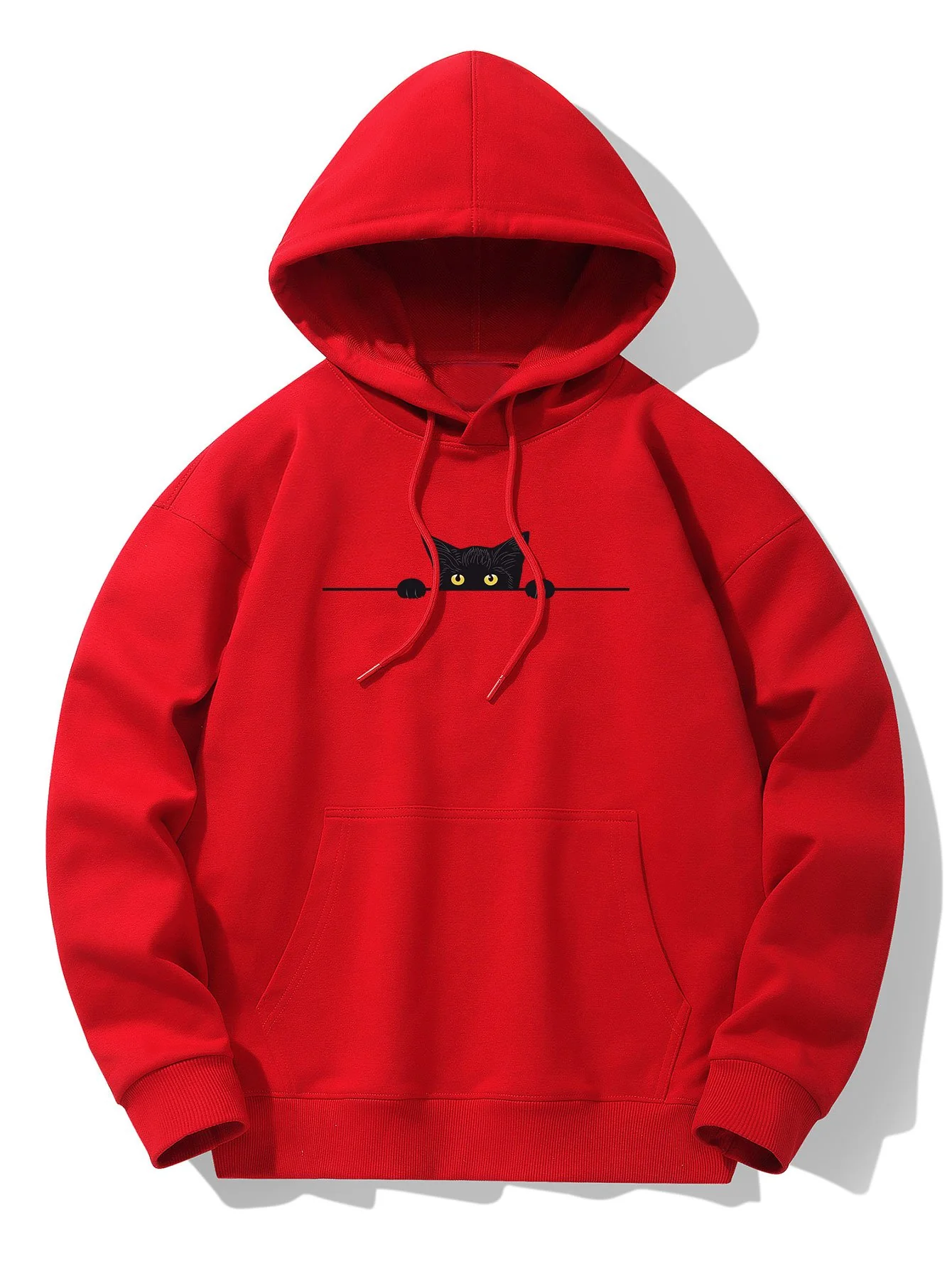 Schwarze Katzen Druck Drop Shoulder Relaxed Hoodie - Image 7