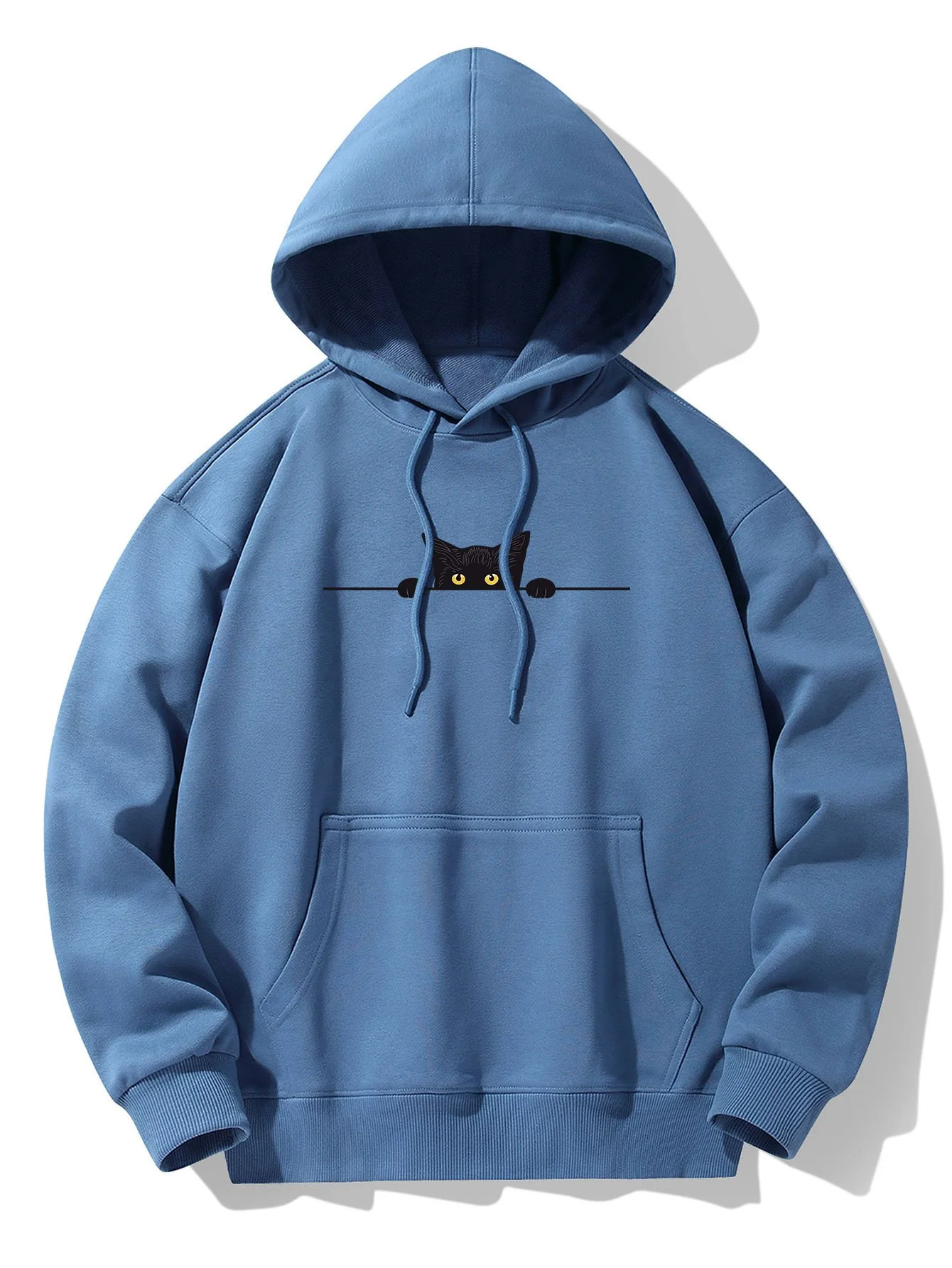 Schwarze Katzen Druck Drop Shoulder Relaxed Hoodie - Image 8