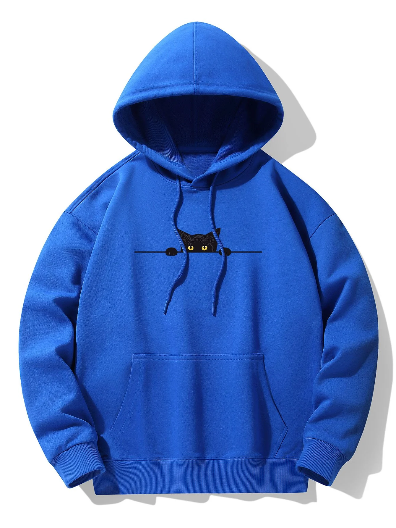 Schwarze Katzen Druck Drop Shoulder Relaxed Hoodie - Image 9