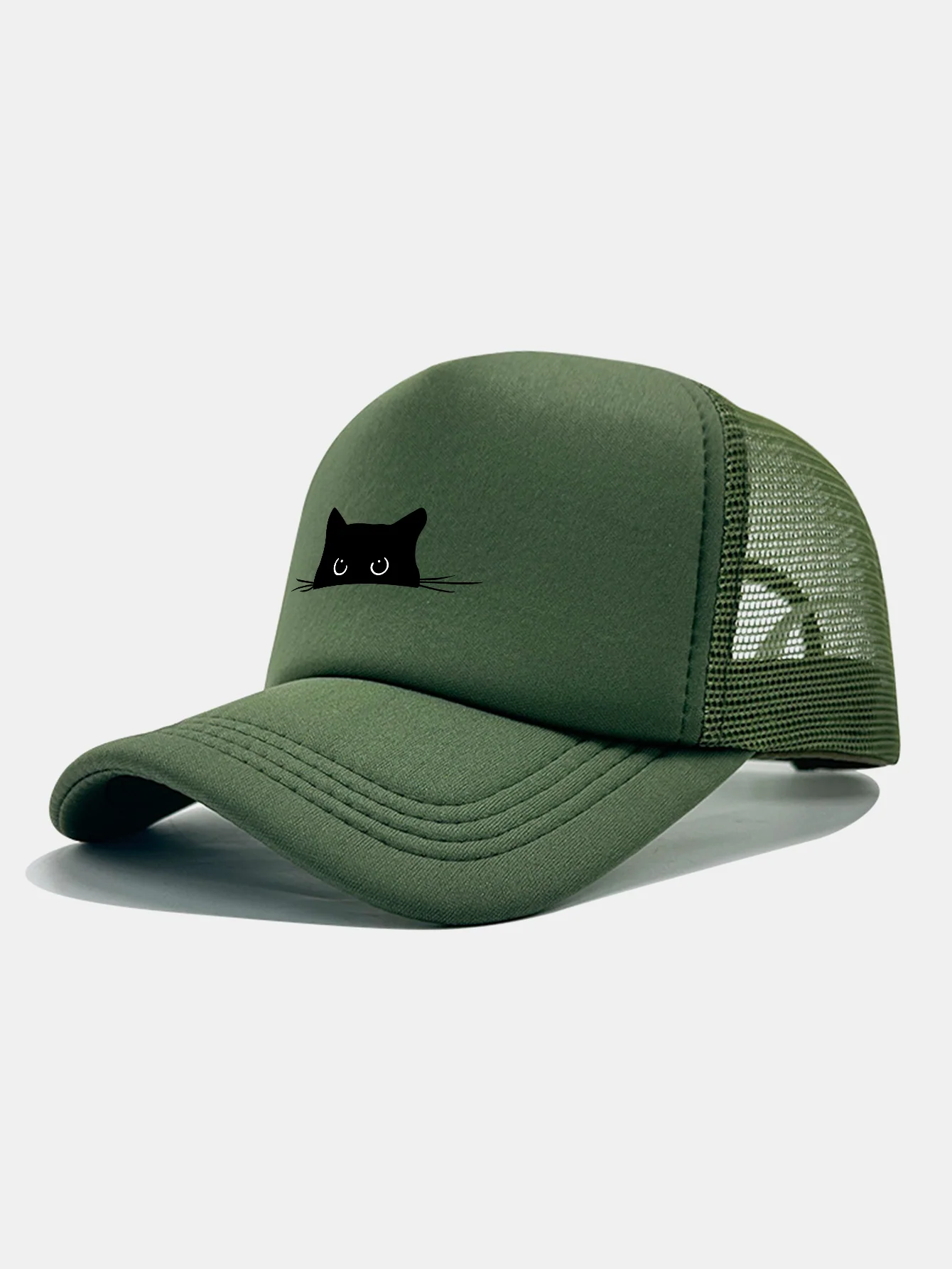Black Cat Print Mesh Baseball Cap - Image 10