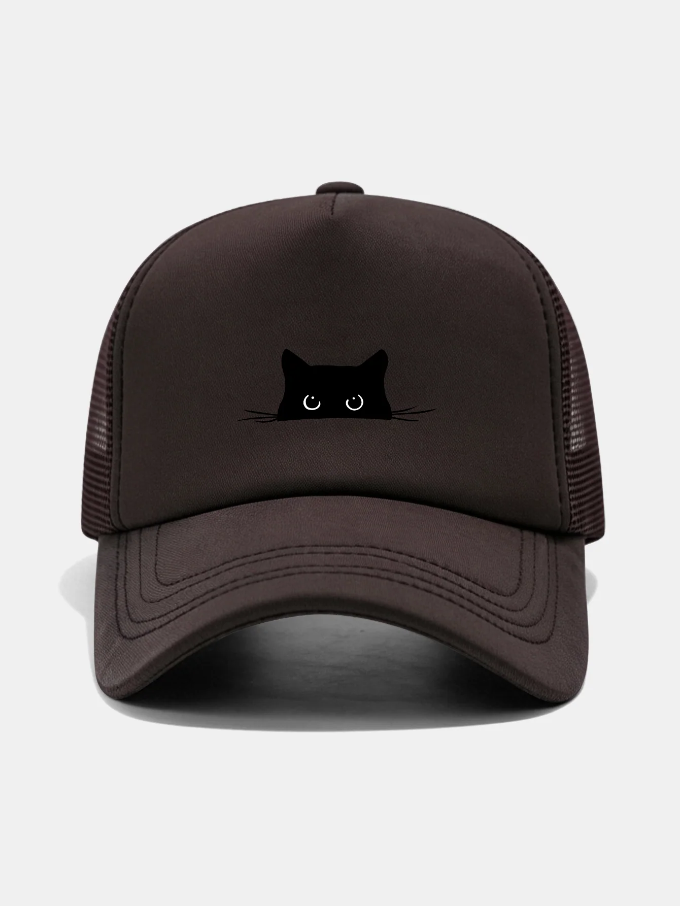 Black Cat Print Mesh Baseball Cap - Image 12