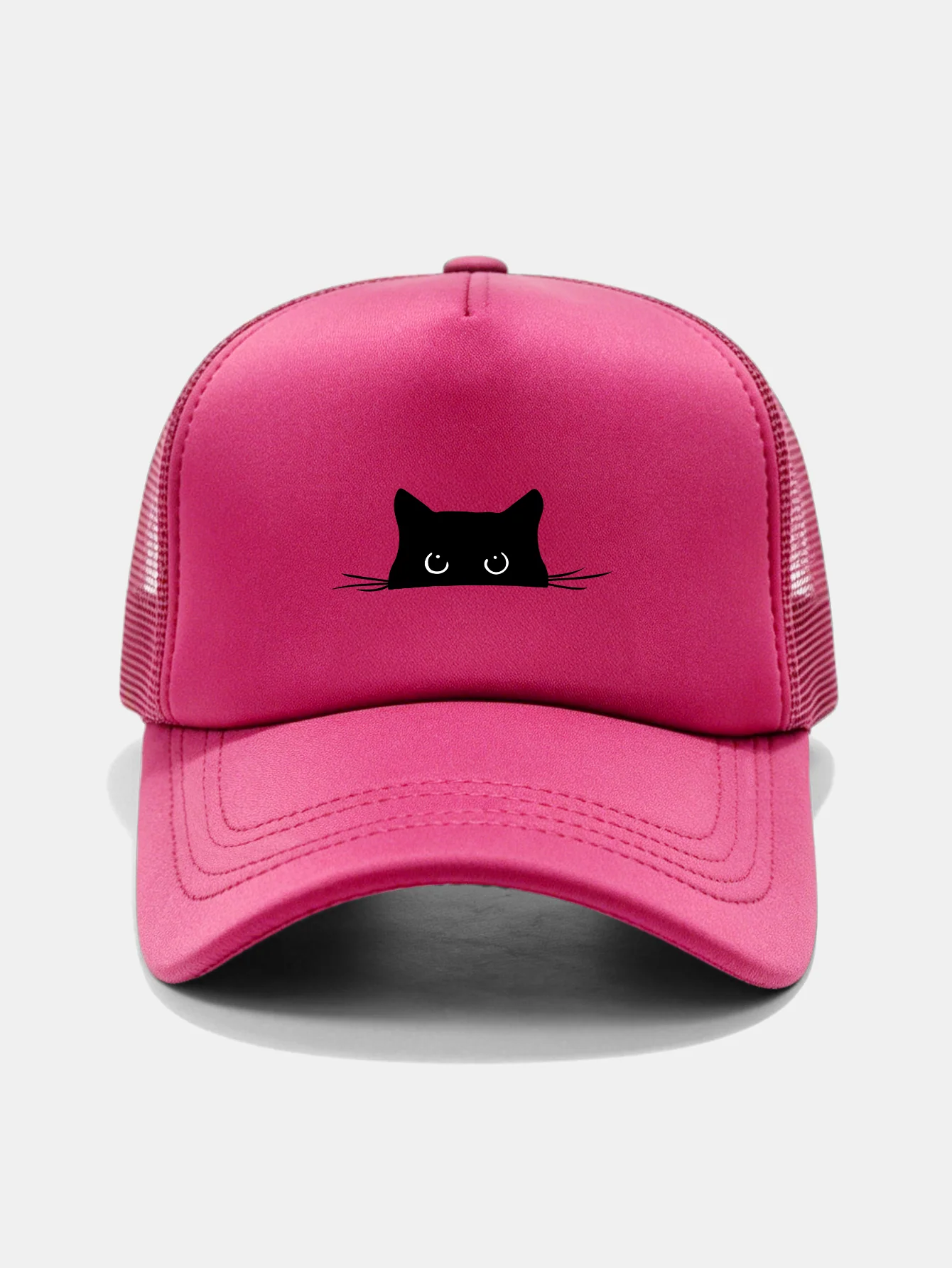 Black Cat Print Mesh Baseball Cap - Image 13