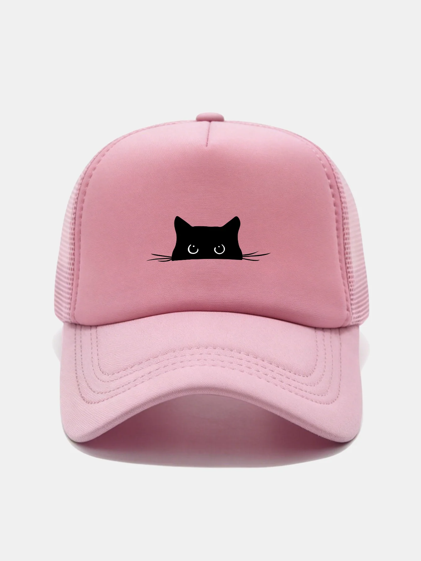Black Cat Print Mesh Baseball Cap - Image 15