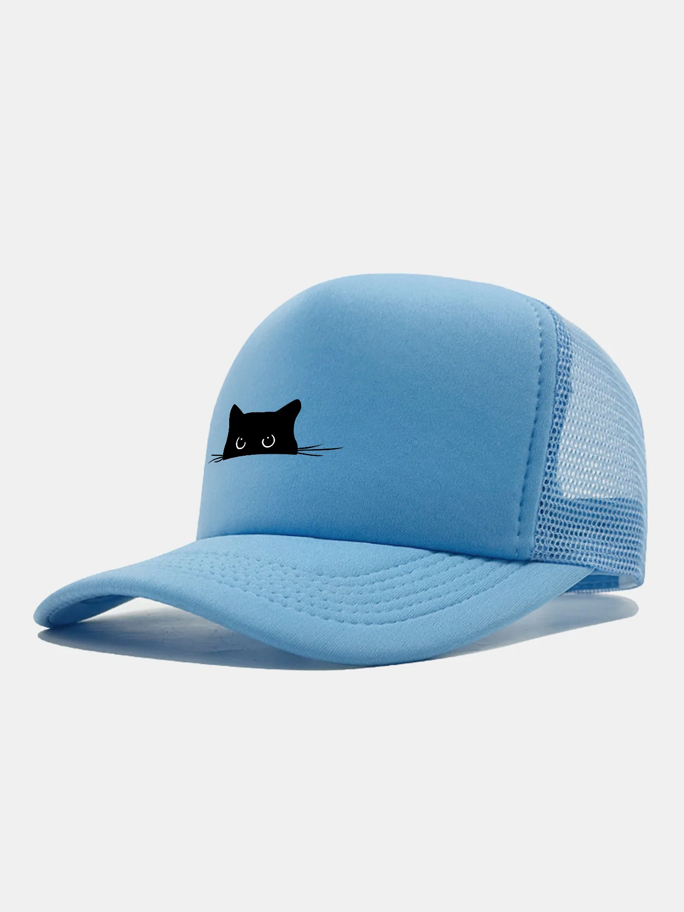 Black Cat Print Mesh Baseball Cap - Image 18