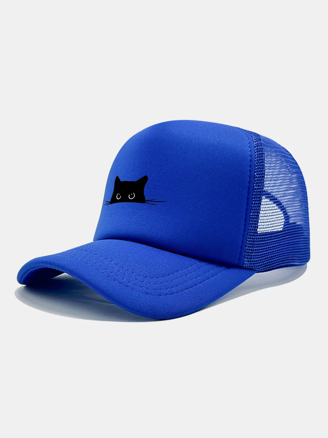 Black Cat Print Mesh Baseball Cap - Image 2