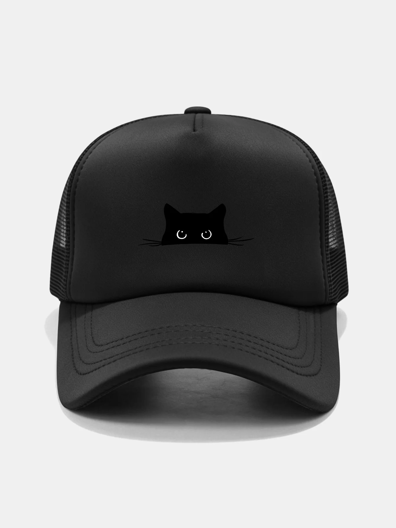 Black Cat Print Mesh Baseball Cap - Image 3