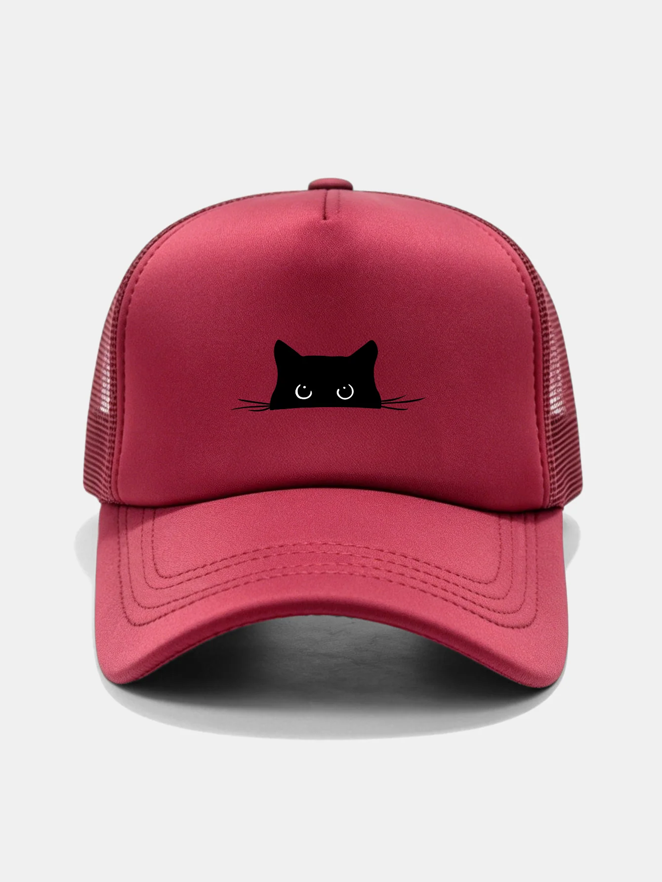 Black Cat Print Mesh Baseball Cap - Image 7