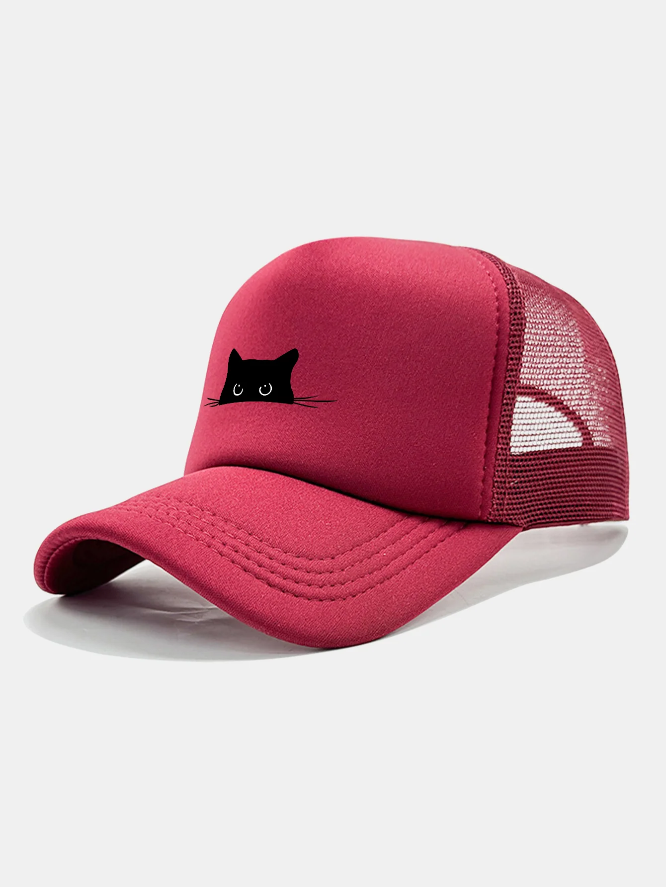 Black Cat Print Mesh Baseball Cap - Image 8