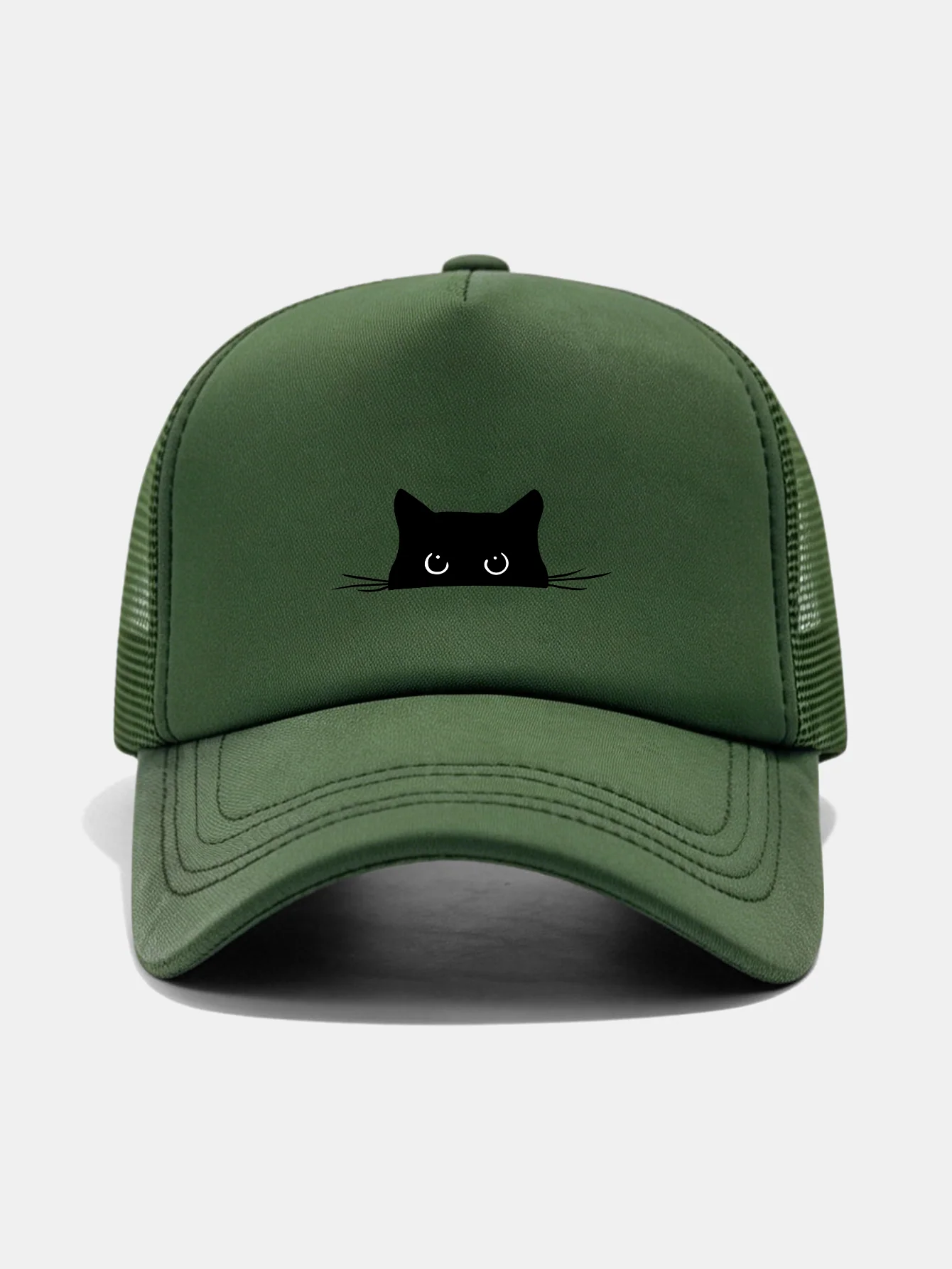 Black Cat Print Mesh Baseball Cap - Image 9