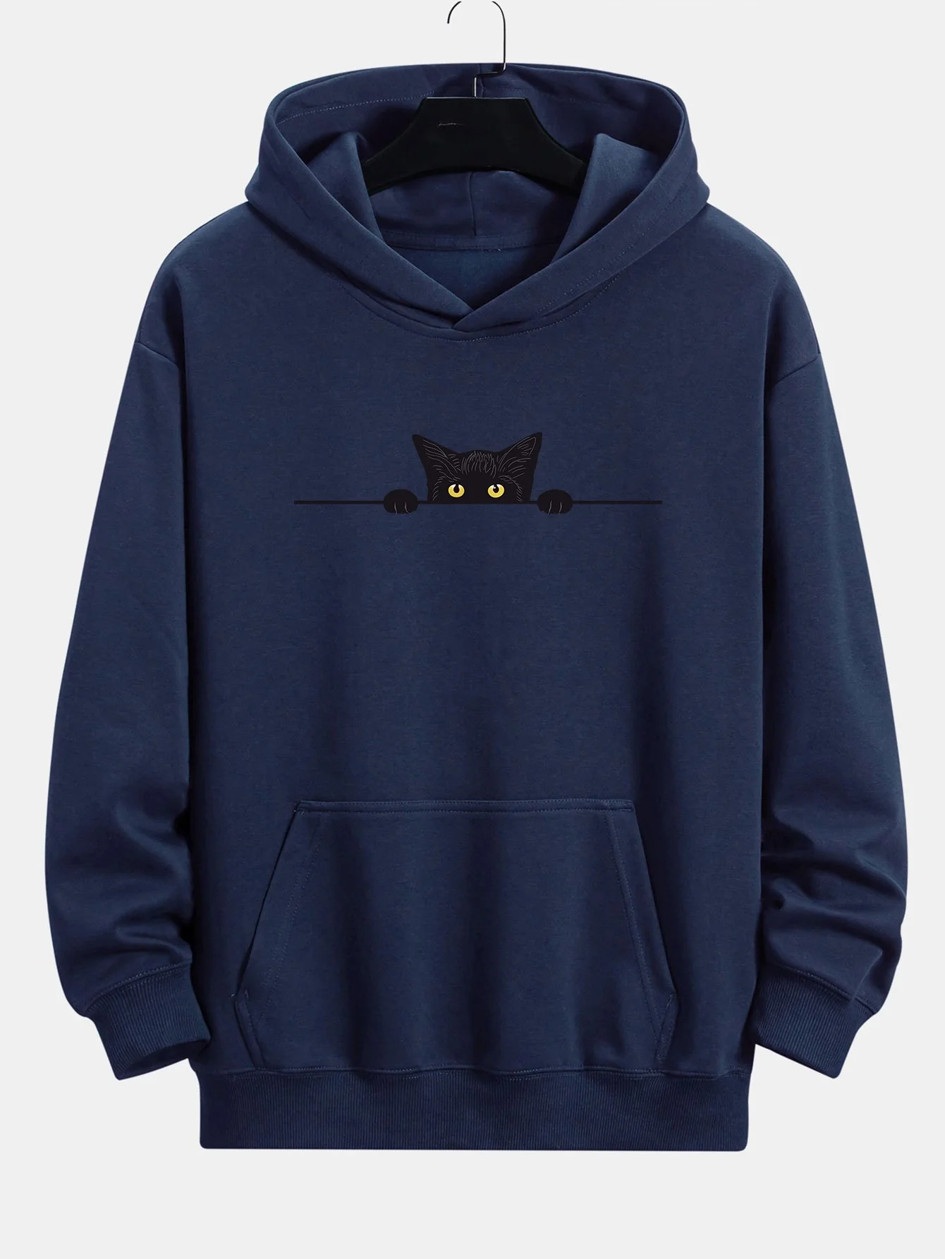 Schwarze Katzen Druck Relaxed Fit Hoodie - Image 3