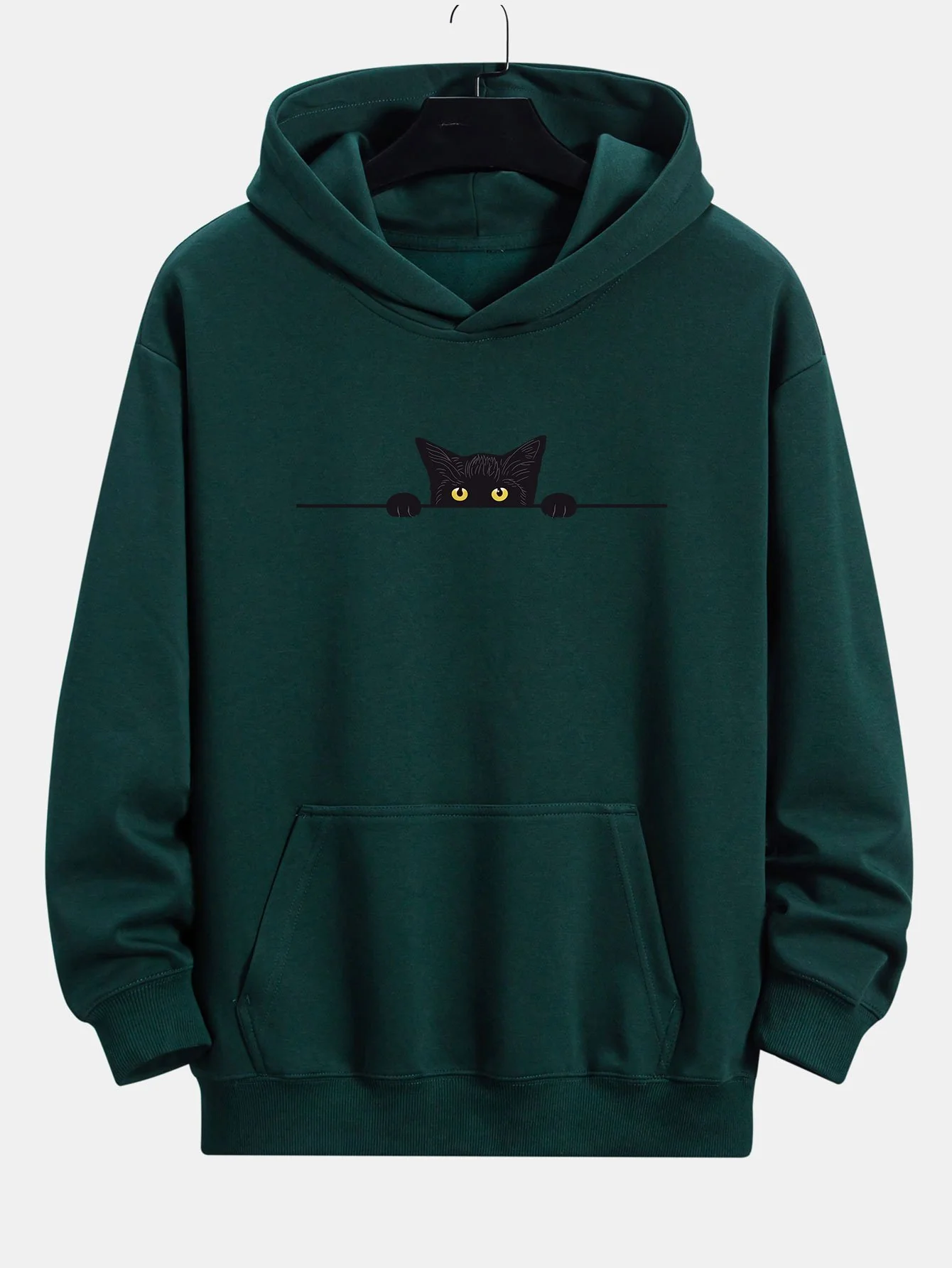 Schwarze Katzen Druck Relaxed Fit Hoodie - Image 4