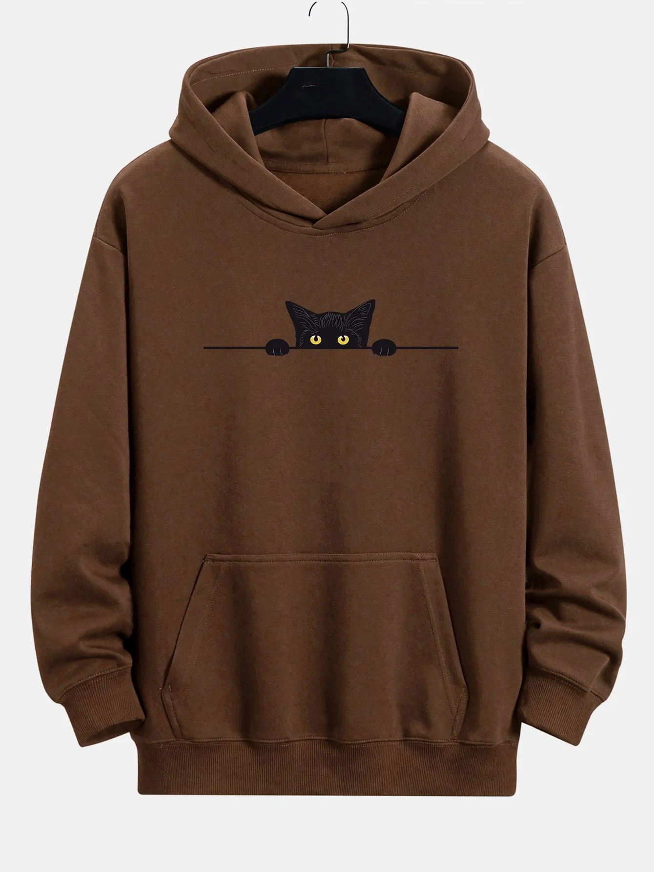 Schwarze Katzen Druck Relaxed Fit Hoodie - Image 5