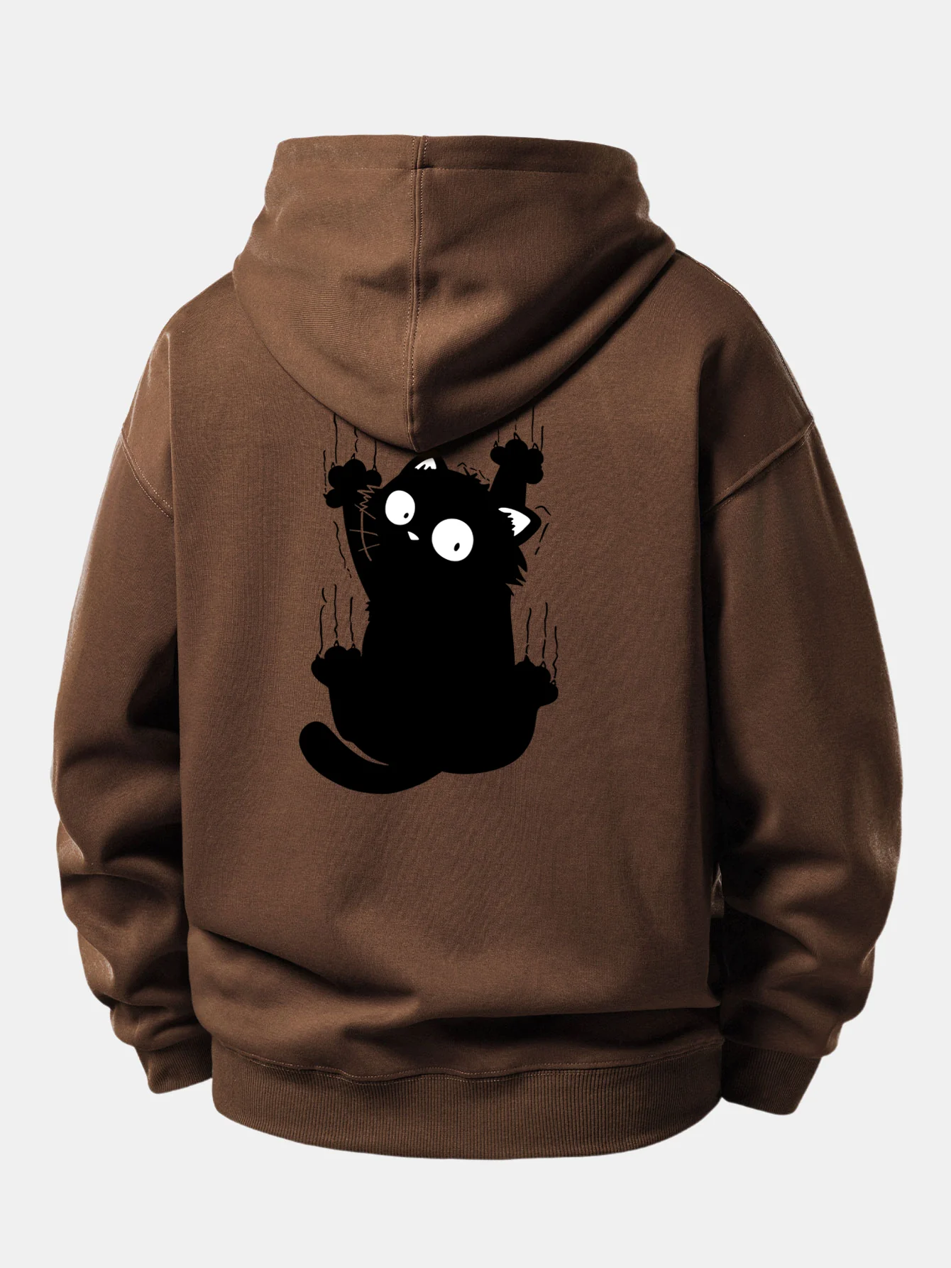 Black Cat Print Relax Fit Hoodie - Image 11