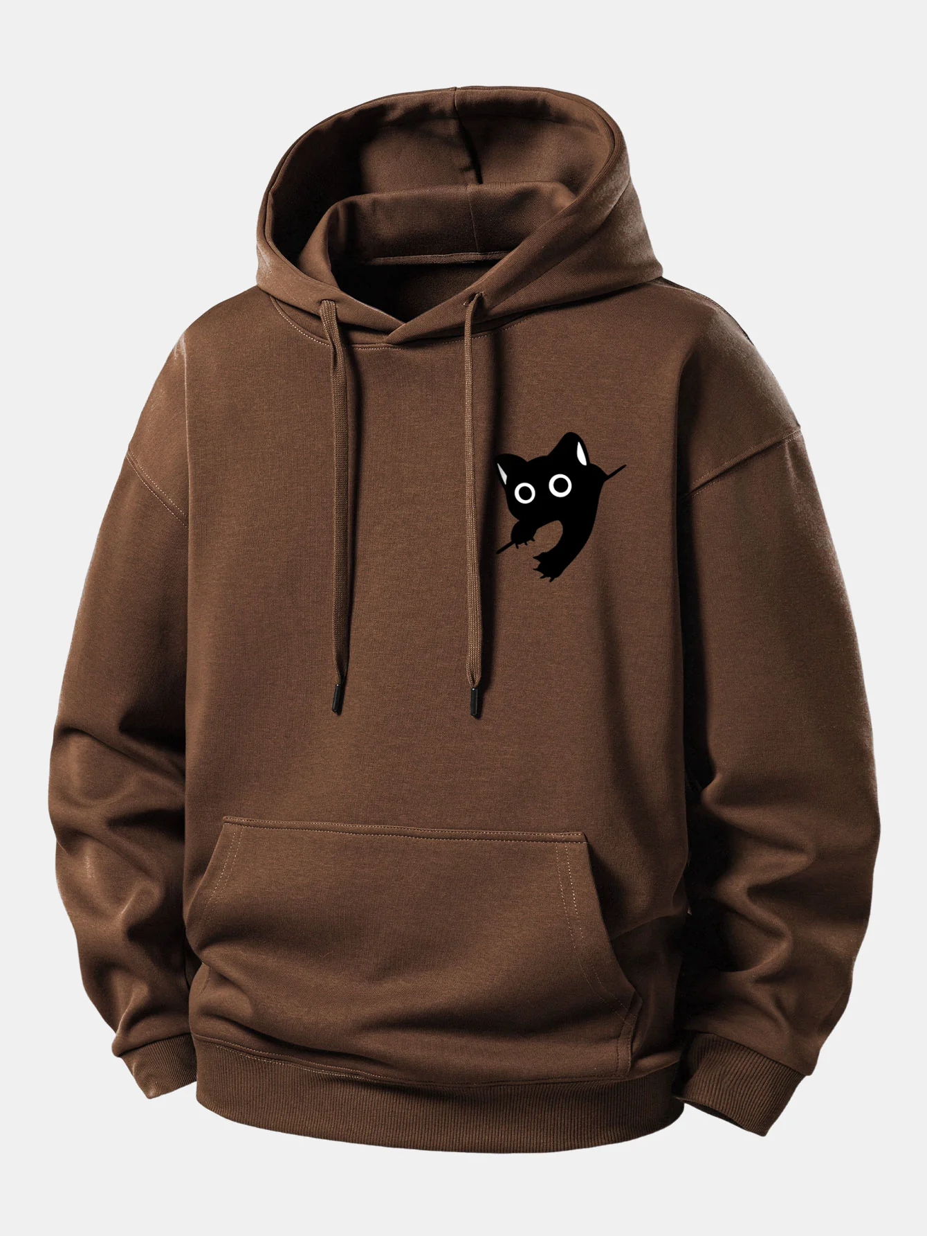 Black Cat Print Relax Fit Hoodie - Image 12