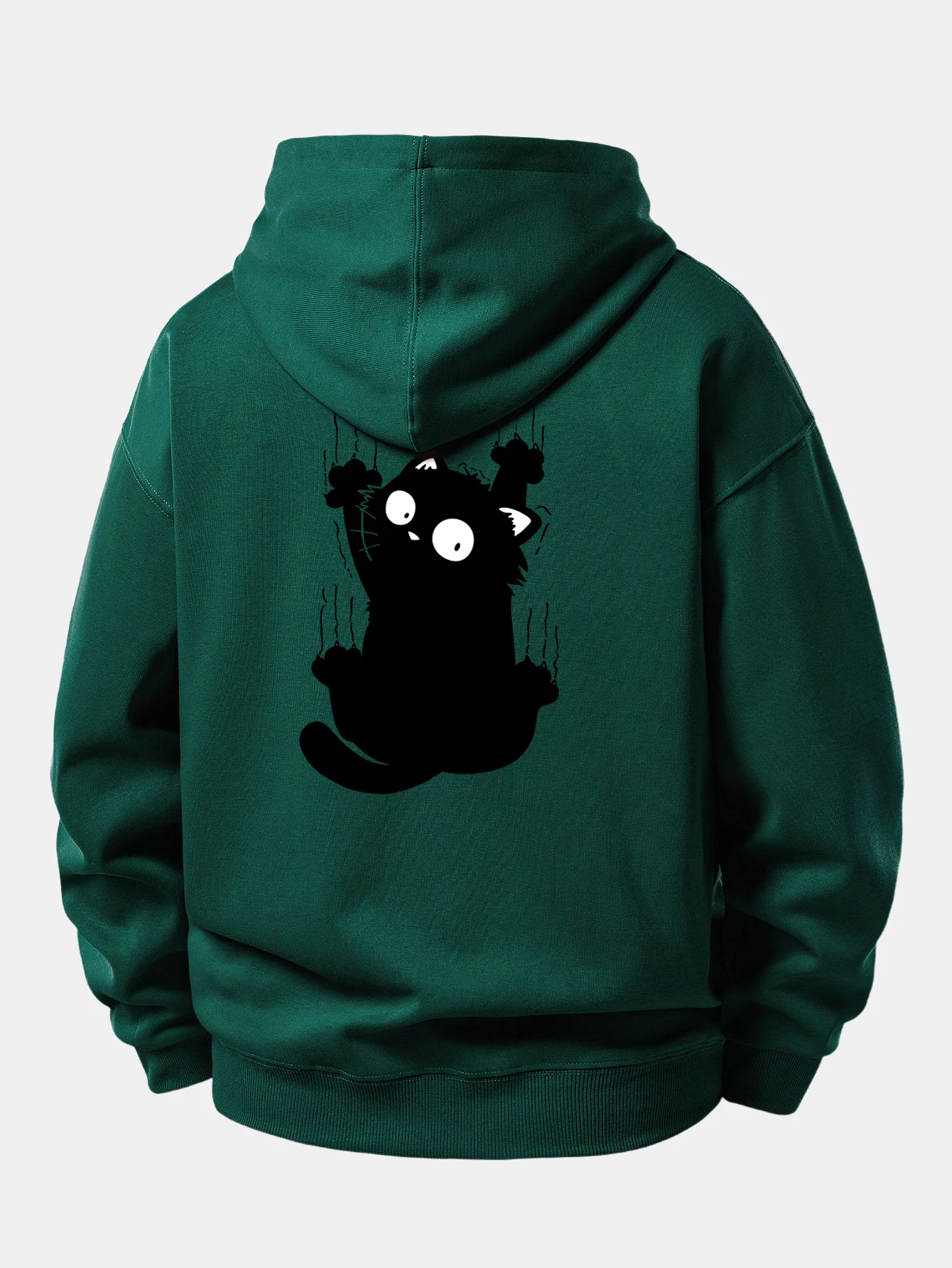Black Cat Print Relax Fit Hoodie - Image 13