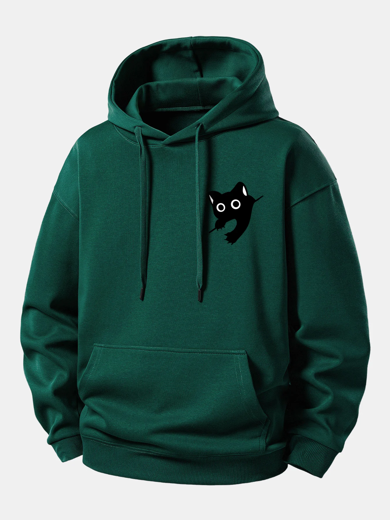 Black Cat Print Relax Fit Hoodie - Image 14
