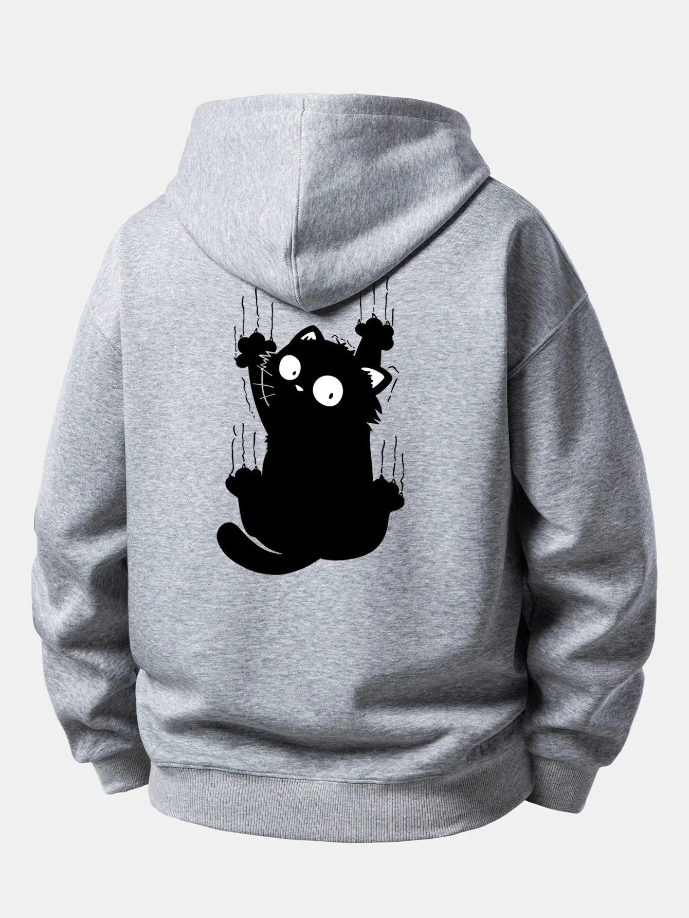 Black Cat Print Relax Fit Hoodie - Image 19