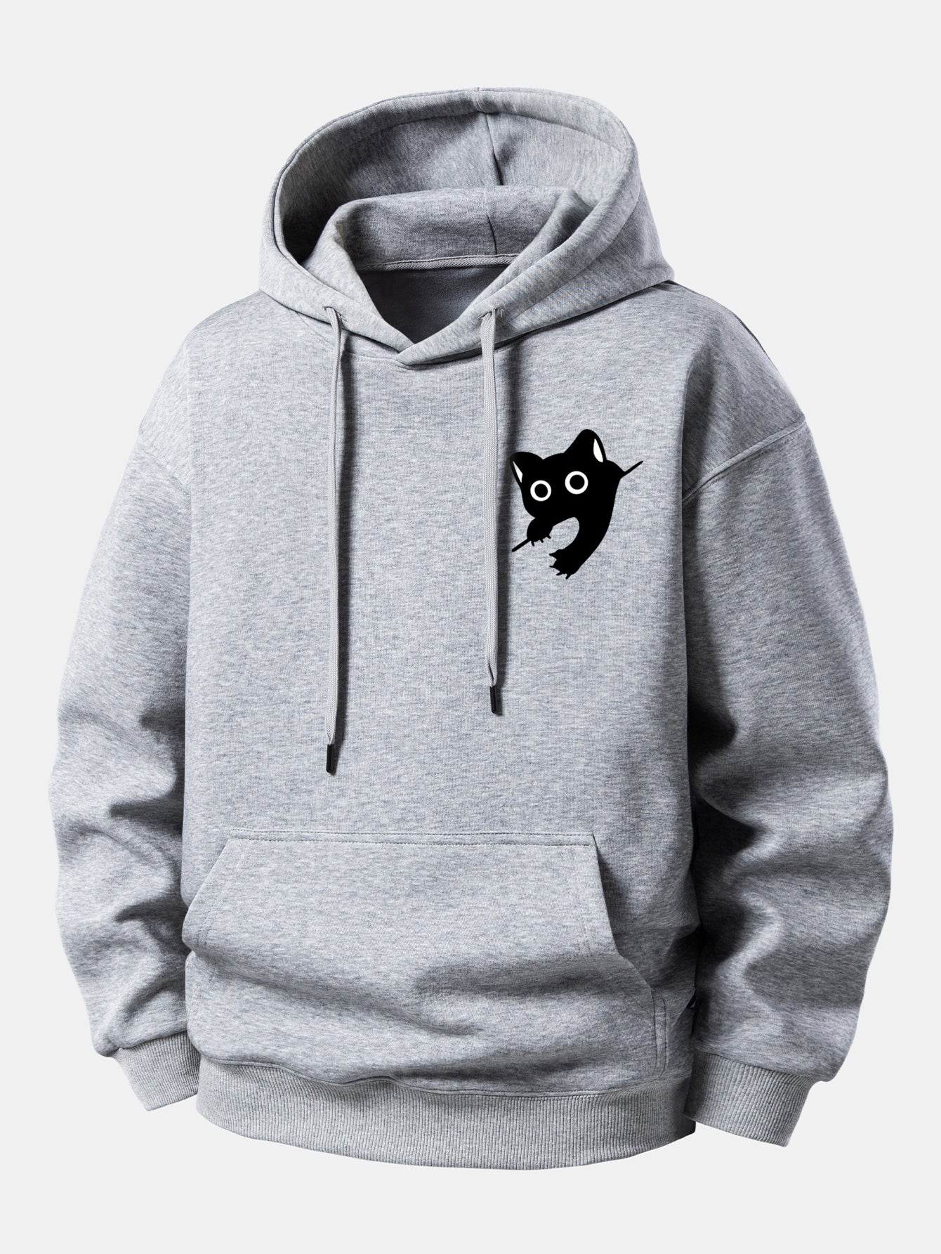 Black Cat Print Relax Fit Hoodie - Image 20