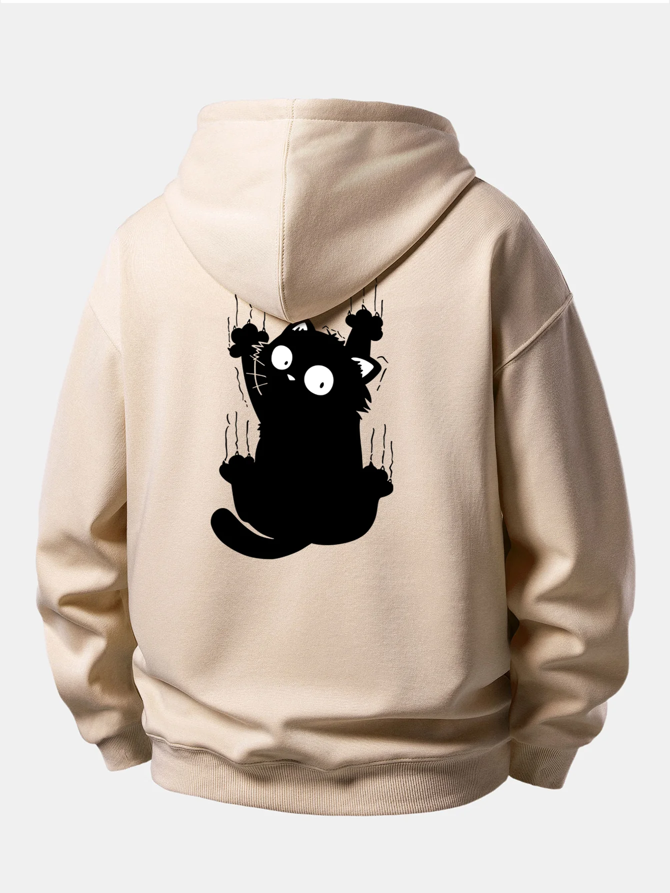 Black Cat Print Relax Fit Hoodie - Image 3