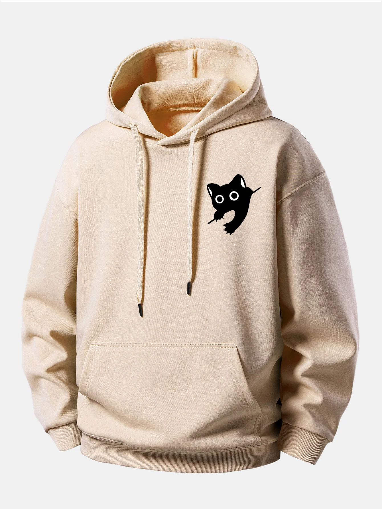 Black Cat Print Relax Fit Hoodie - Image 4
