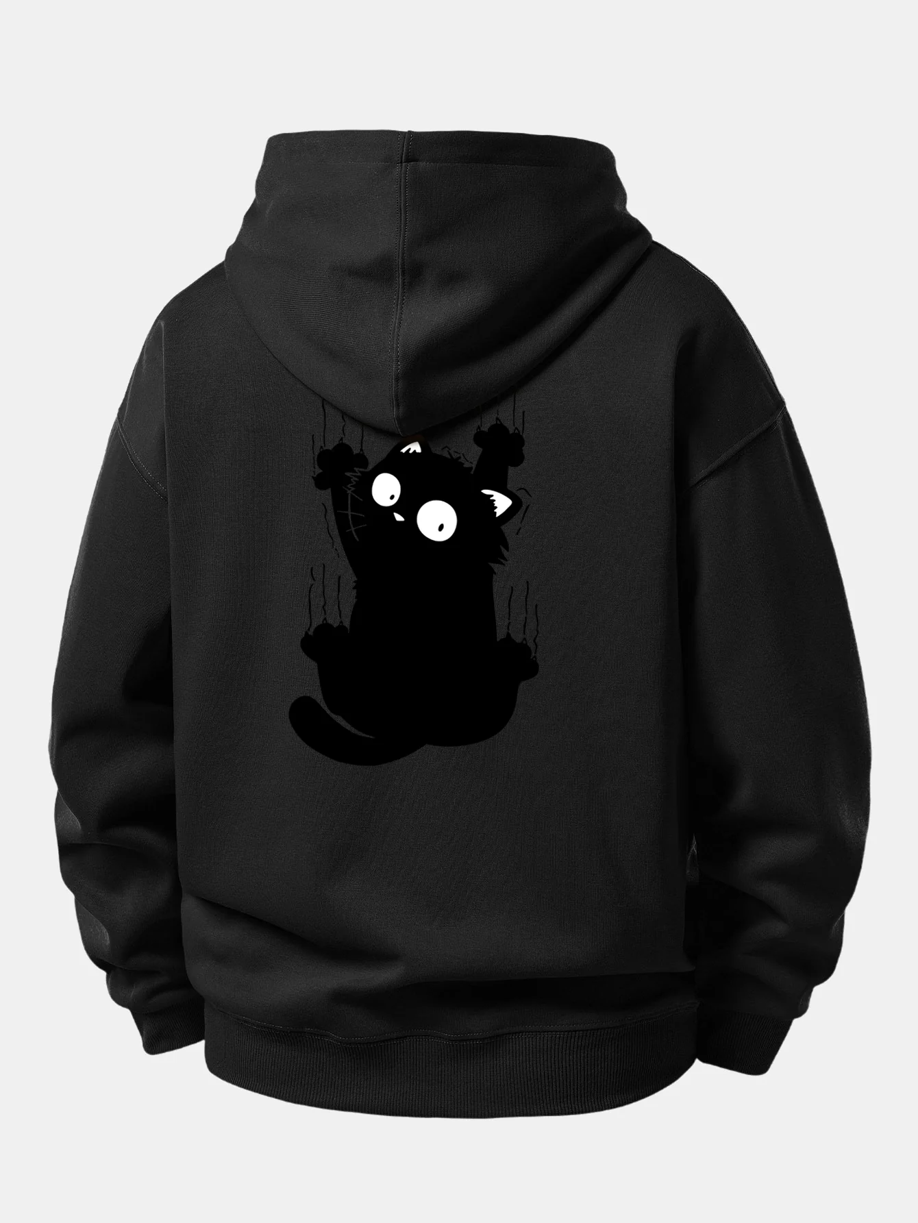 Black Cat Print Relax Fit Hoodie - Image 5