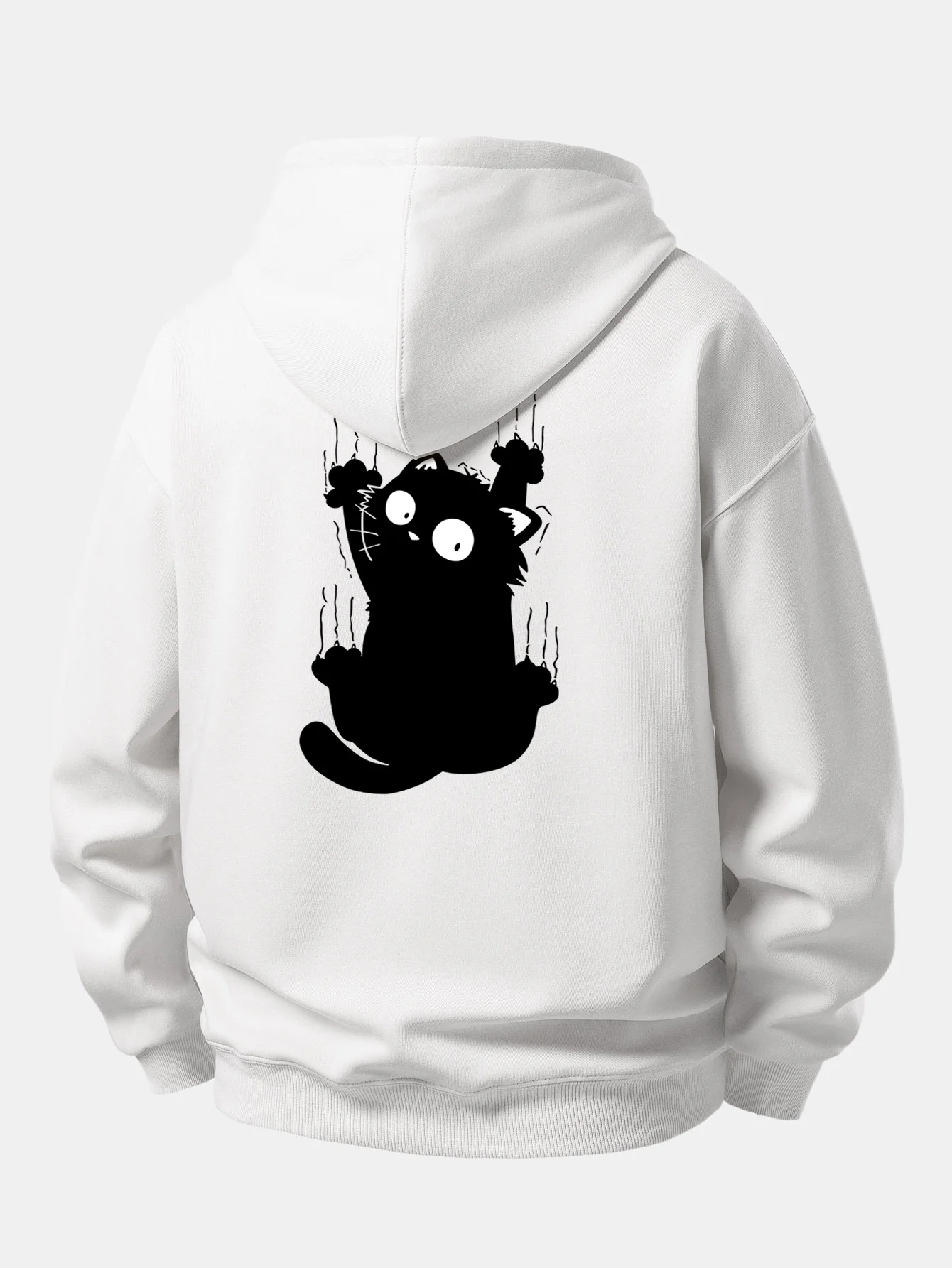 Black Cat Print Relax Fit Hoodie - Image 7