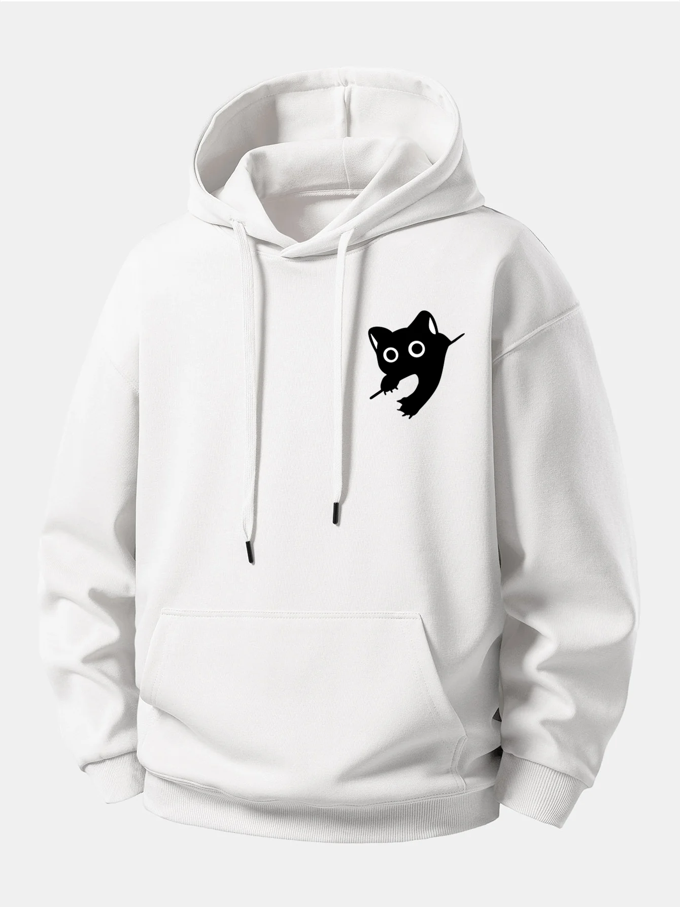 Black Cat Print Relax Fit Hoodie - Image 8