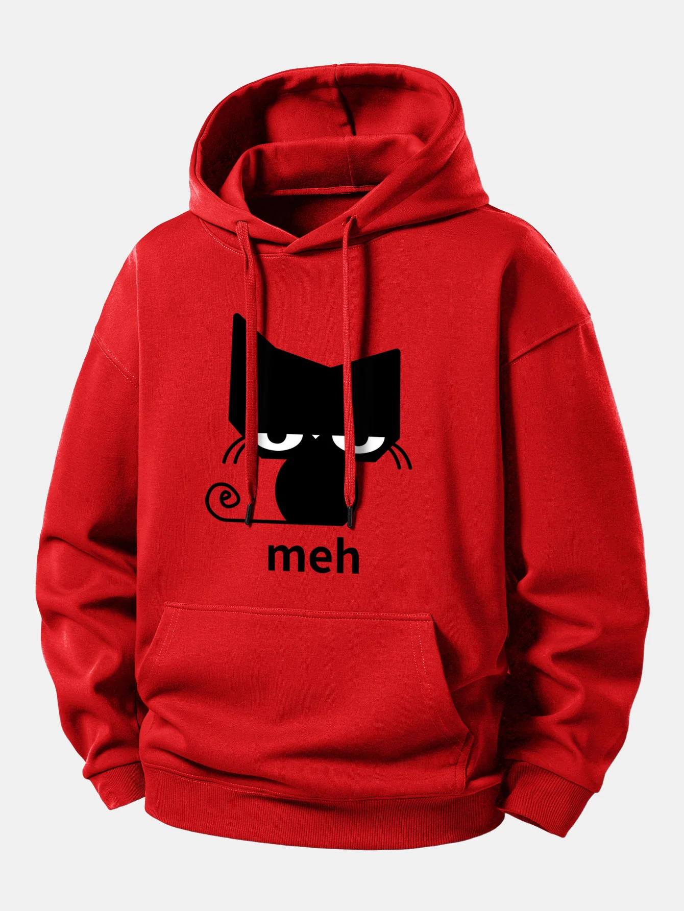 Black Cat Print Relax Fit Hoodie - Image 11
