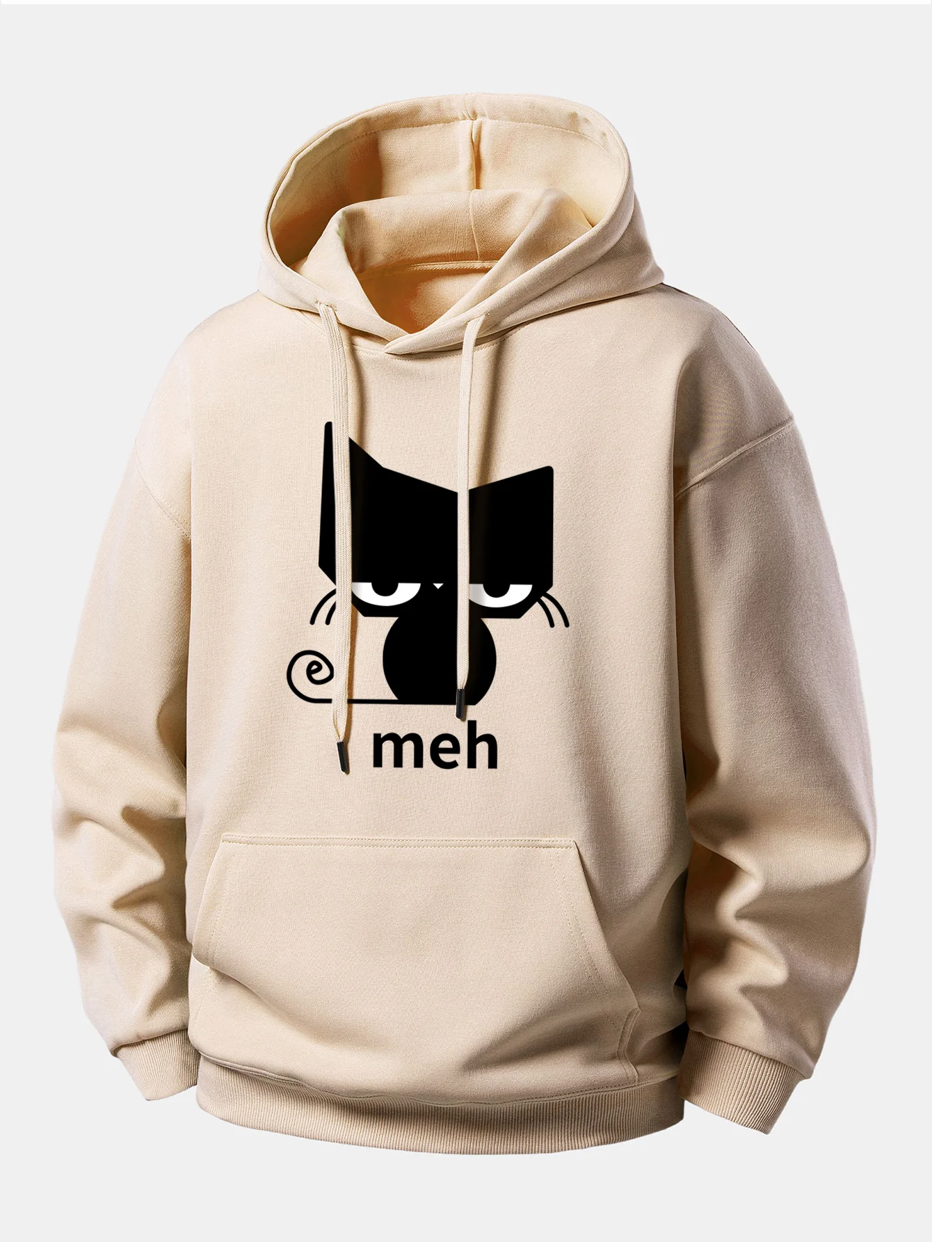 Black Cat Print Relax Fit Hoodie - Image 2