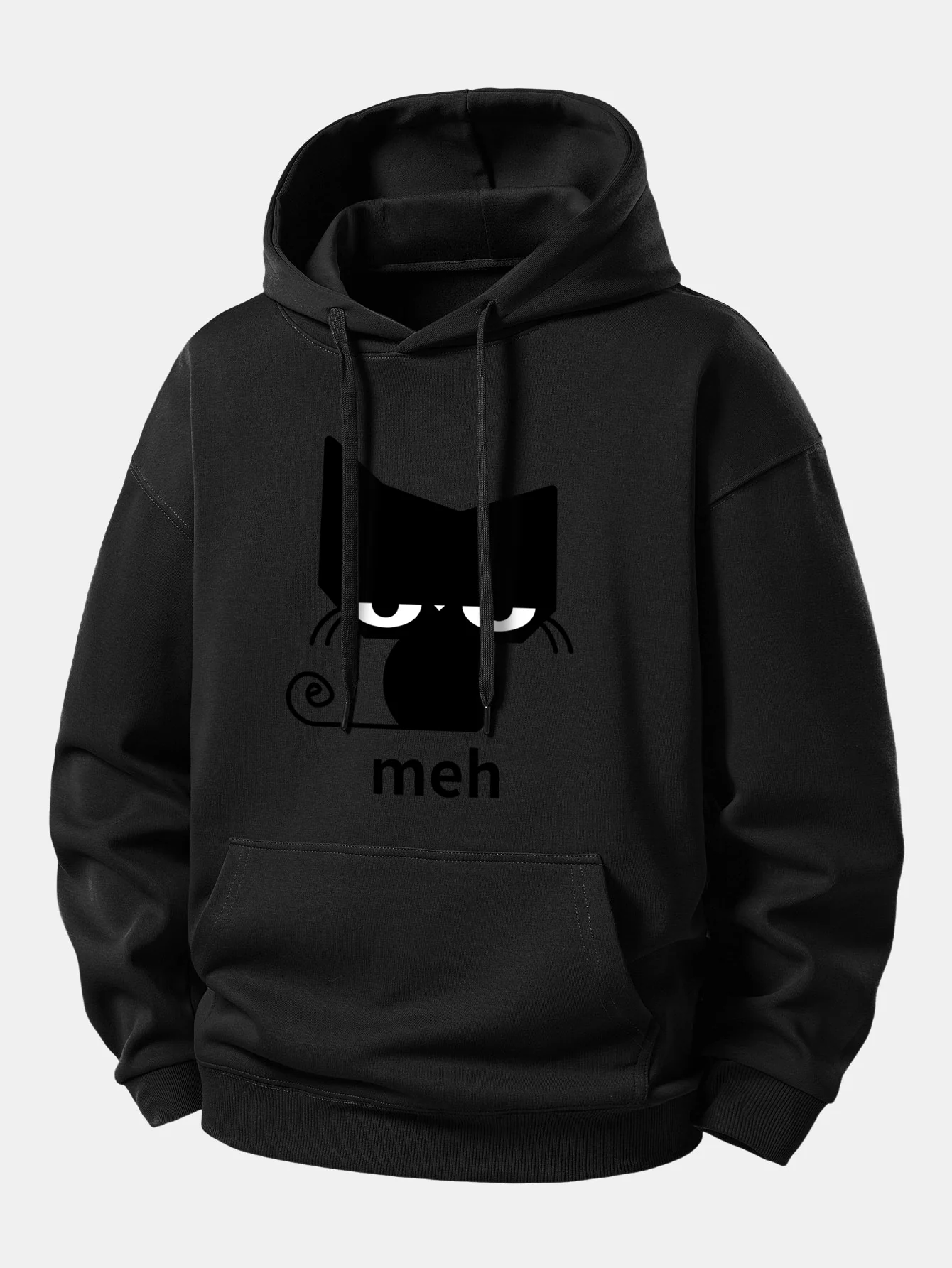 Black Cat Print Relax Fit Hoodie - Image 3