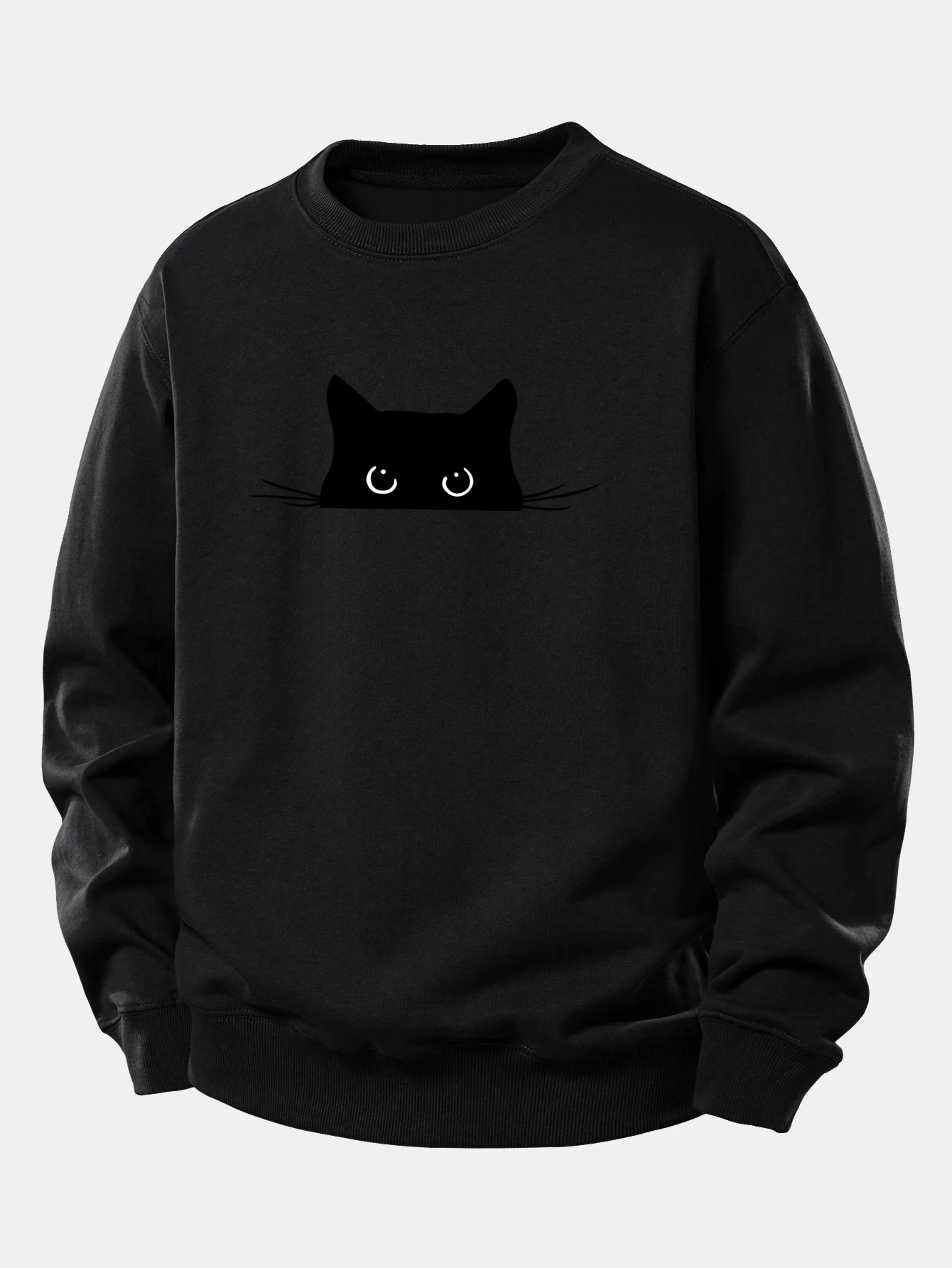Black Cat Print Relax Fit Sweatshirt - Image 3