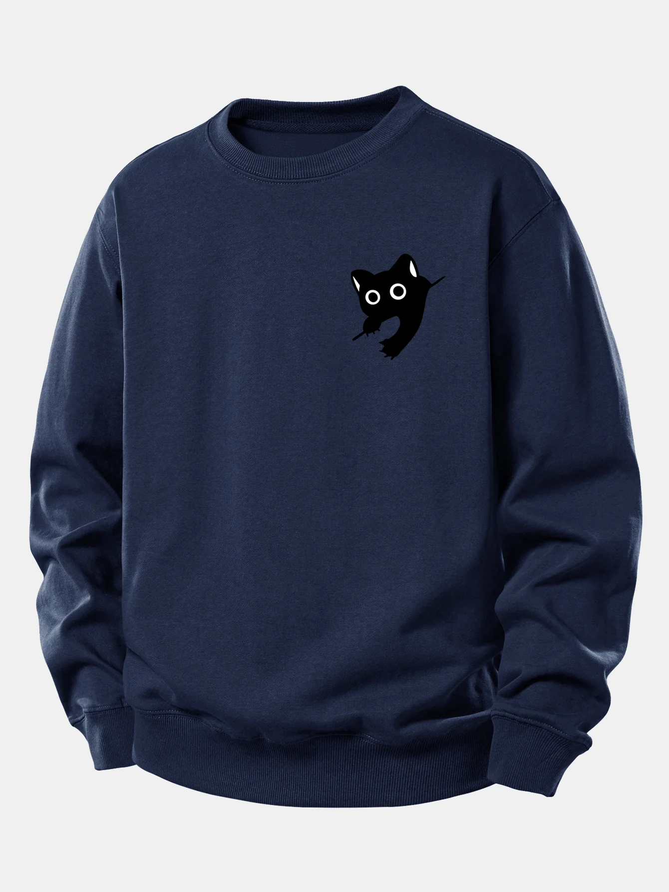 Black Cat Print Relax Fit Sweatshirt - Image 2
