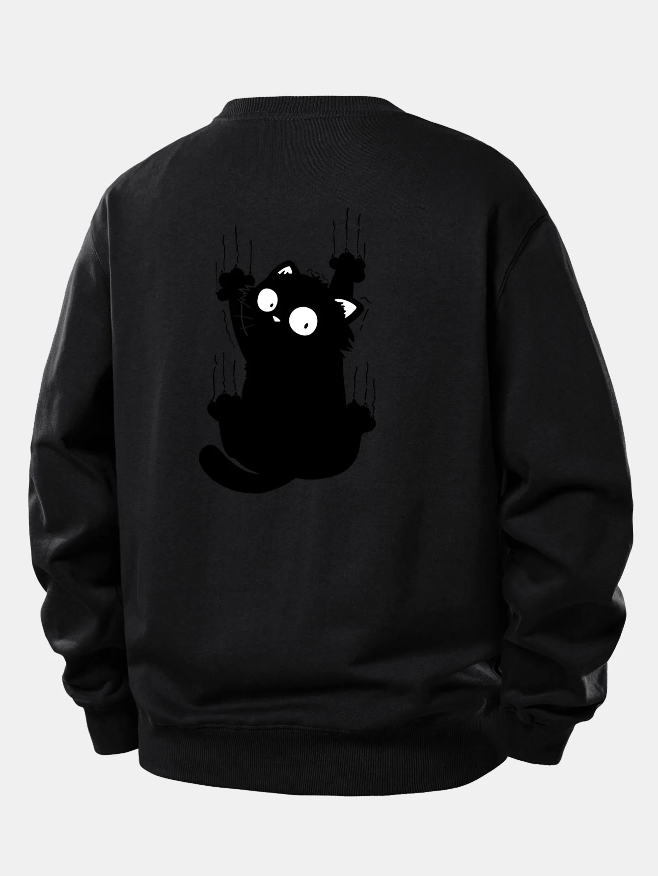 Black Cat Print Relax Fit Sweatshirt - Image 5