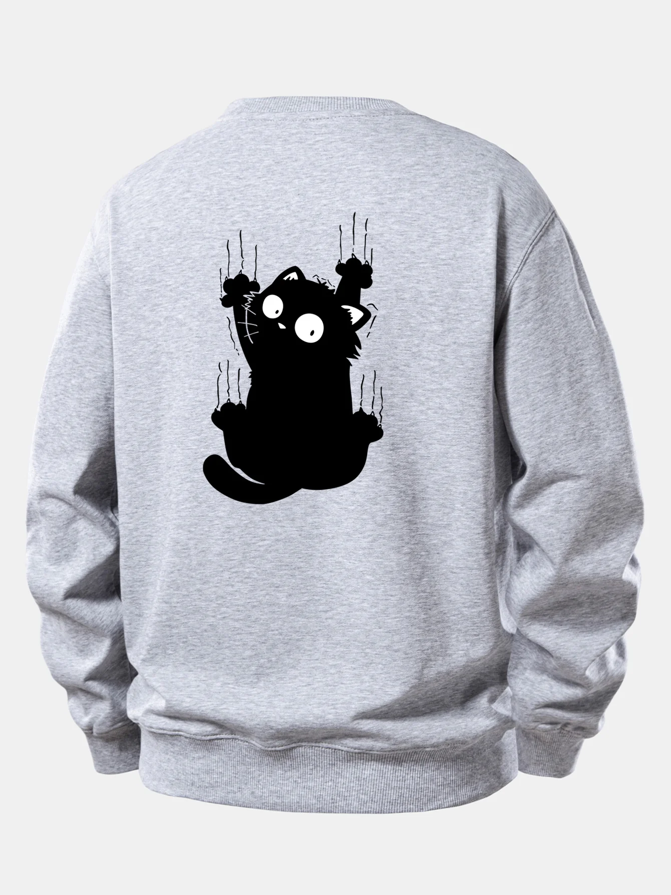 Black Cat Print Relax Fit Sweatshirt - Image 9