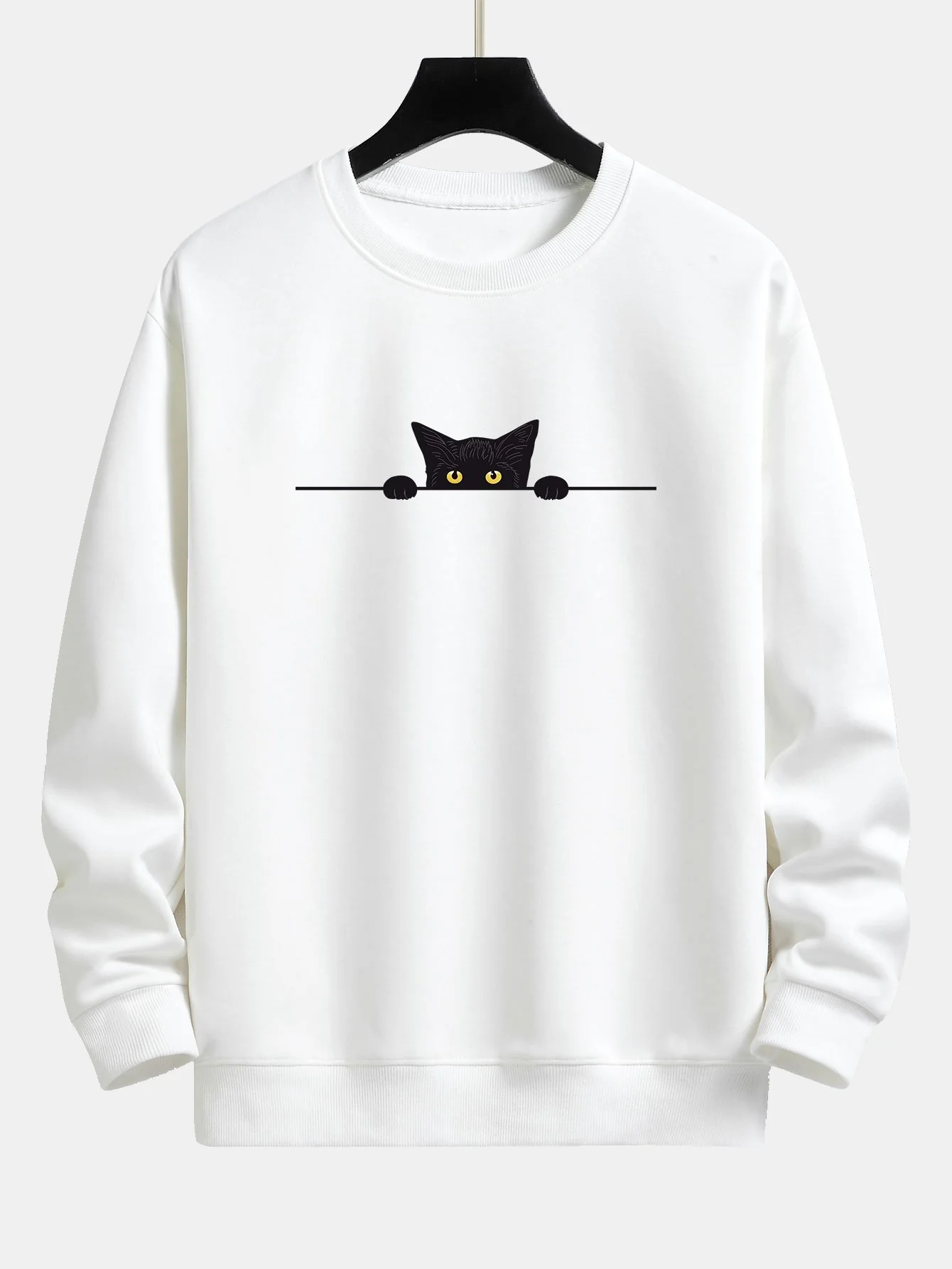 Schwarze Katzen Druck Relaxed Fit Sweatshirt - Image 2